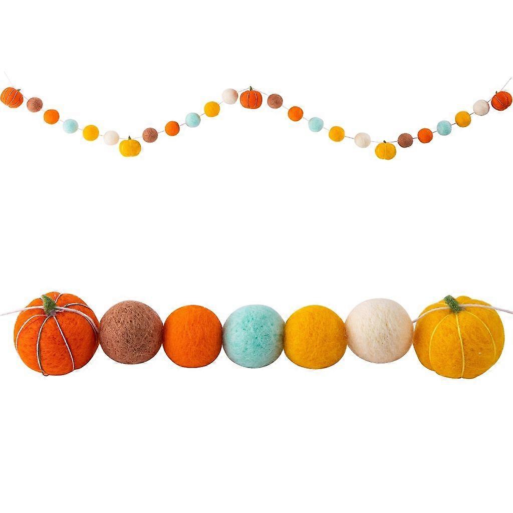 7.2フィートロングフェルトボールとカボチャのガーランドバナーチャームハロウィーンの装飾