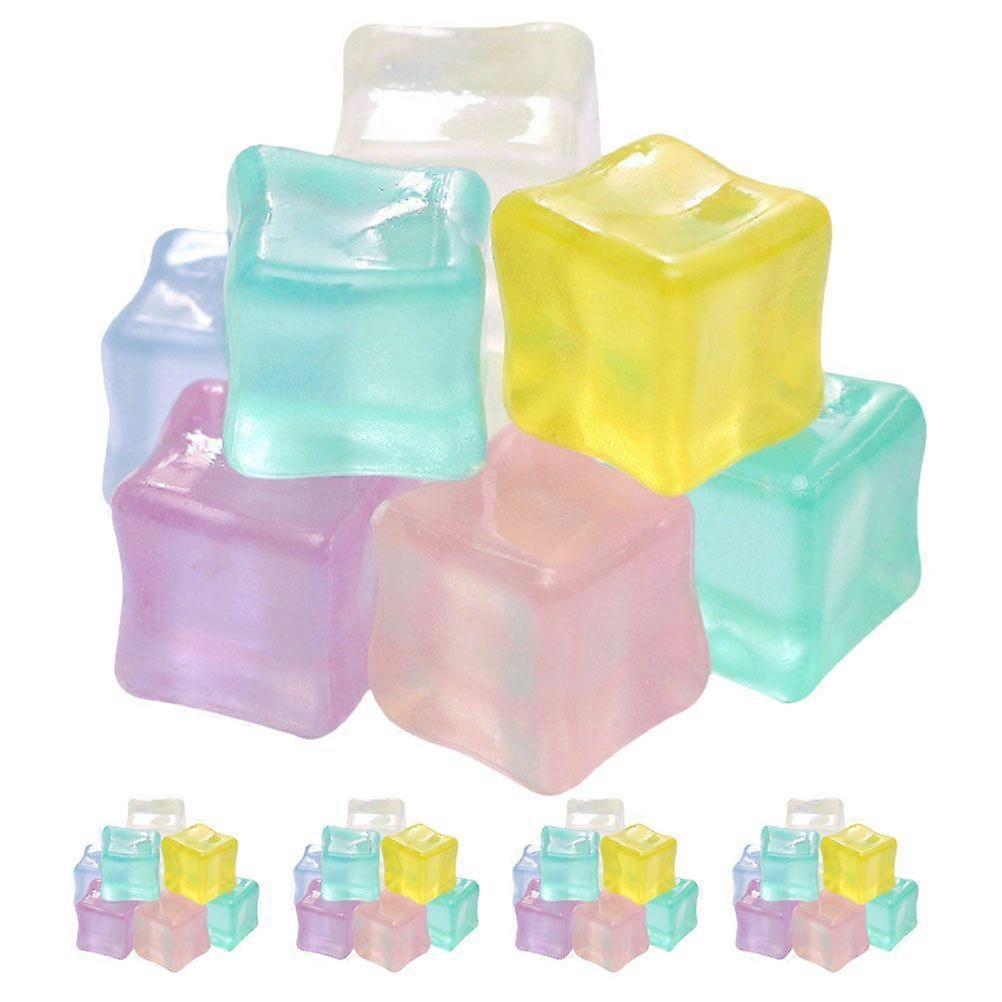 50pcs Fake Ice Cubes Artificial Ice Cubes Luminous Simulated Ice Cubes Props