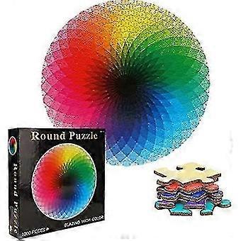 1000 Pieces Rainbow Round Puzzle For Adults, Colour Gradient Jigsaw Puzzle, Difficult Puzzle For Adults Kids 14+