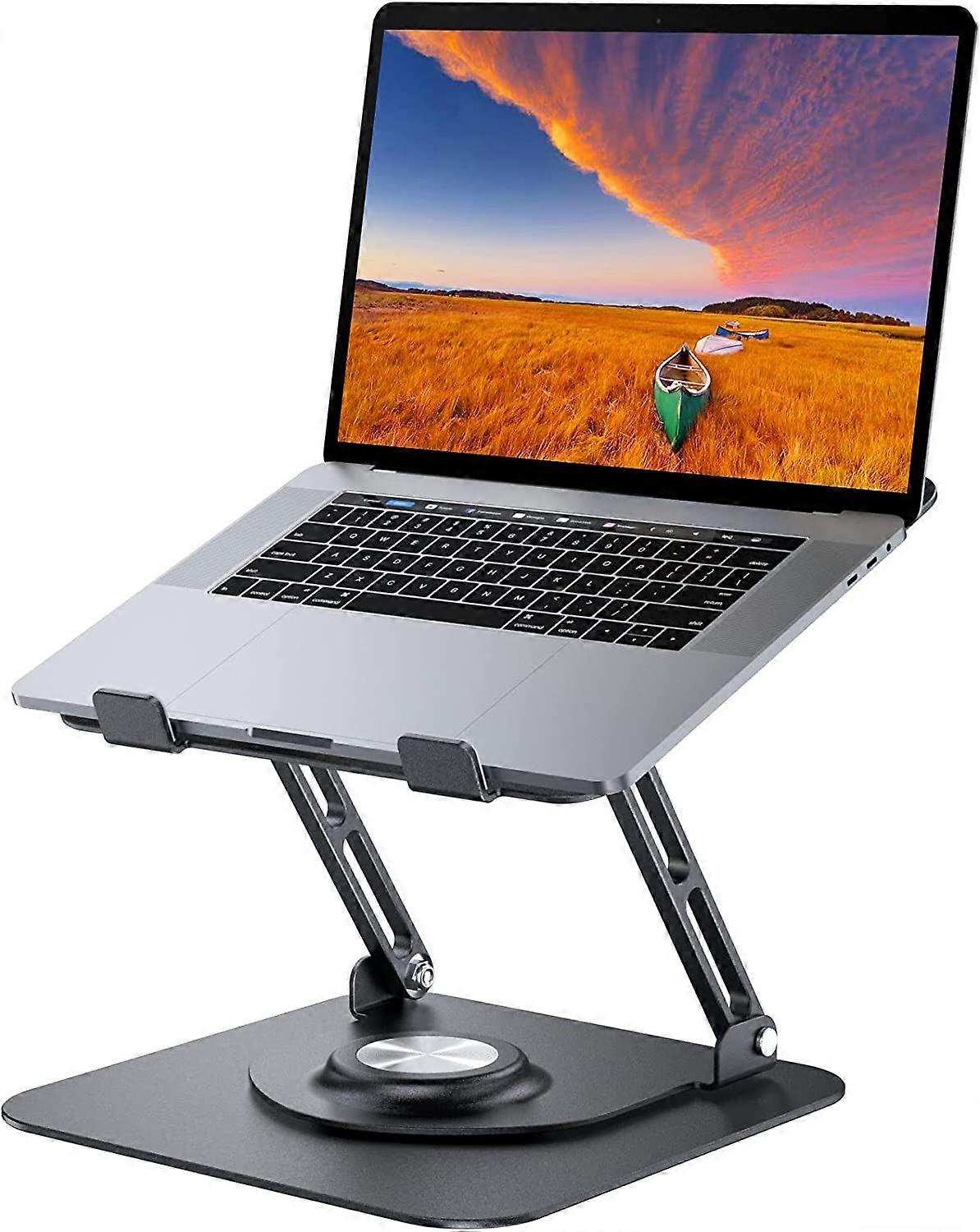 Laptop Stand for Desk, Adjustable Computer Stand with 360 Rotating Base, Ergonomic Laptop Riser for Collaborative Work, Foldable & Portable Laptop Sta