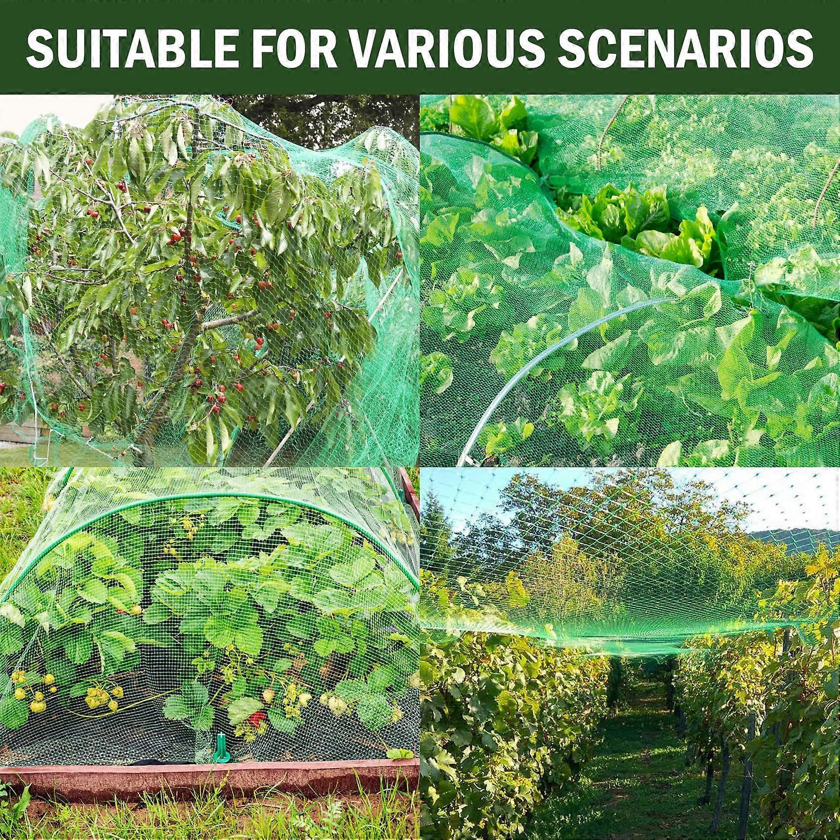 4m x 10m Green Gardening Fence Pond Pea Grass Netting Plants Protection Netting with Garden Securing Pegs