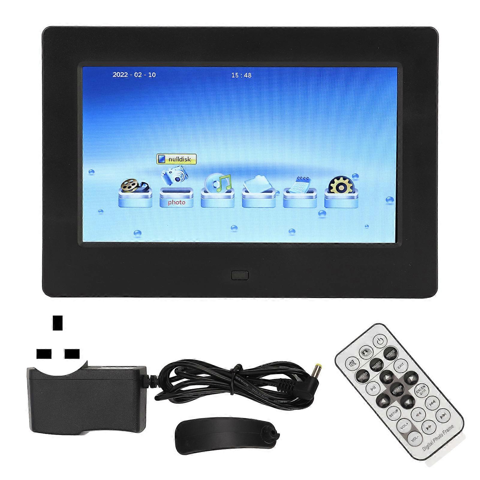 7 Inch Digital Photo Multifunction Video Playback Music Clock Calendar Electronic Picture Frame 100‑240V