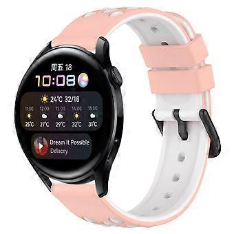 För Huawei Watch 3 22mm tvåfärgat poröst silikonarmband