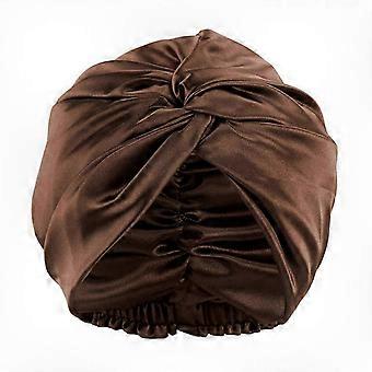 Justerbar knyttet satin hår hætte dobbelt lag hårindpakning til kvinder hårpleje turban satin sovehat velegnet til krøllet eller glat hår