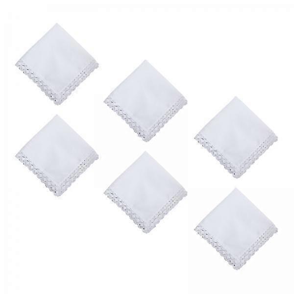 4x 6Pcs Solid White Lace Handkerchiefs Pocket Squares 24.5cm/9.65inch Wedding