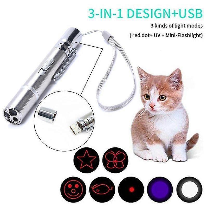 1Pc Usb Laser Pointer Rechargeable Red Led Light Interactive Pet Cat Toy