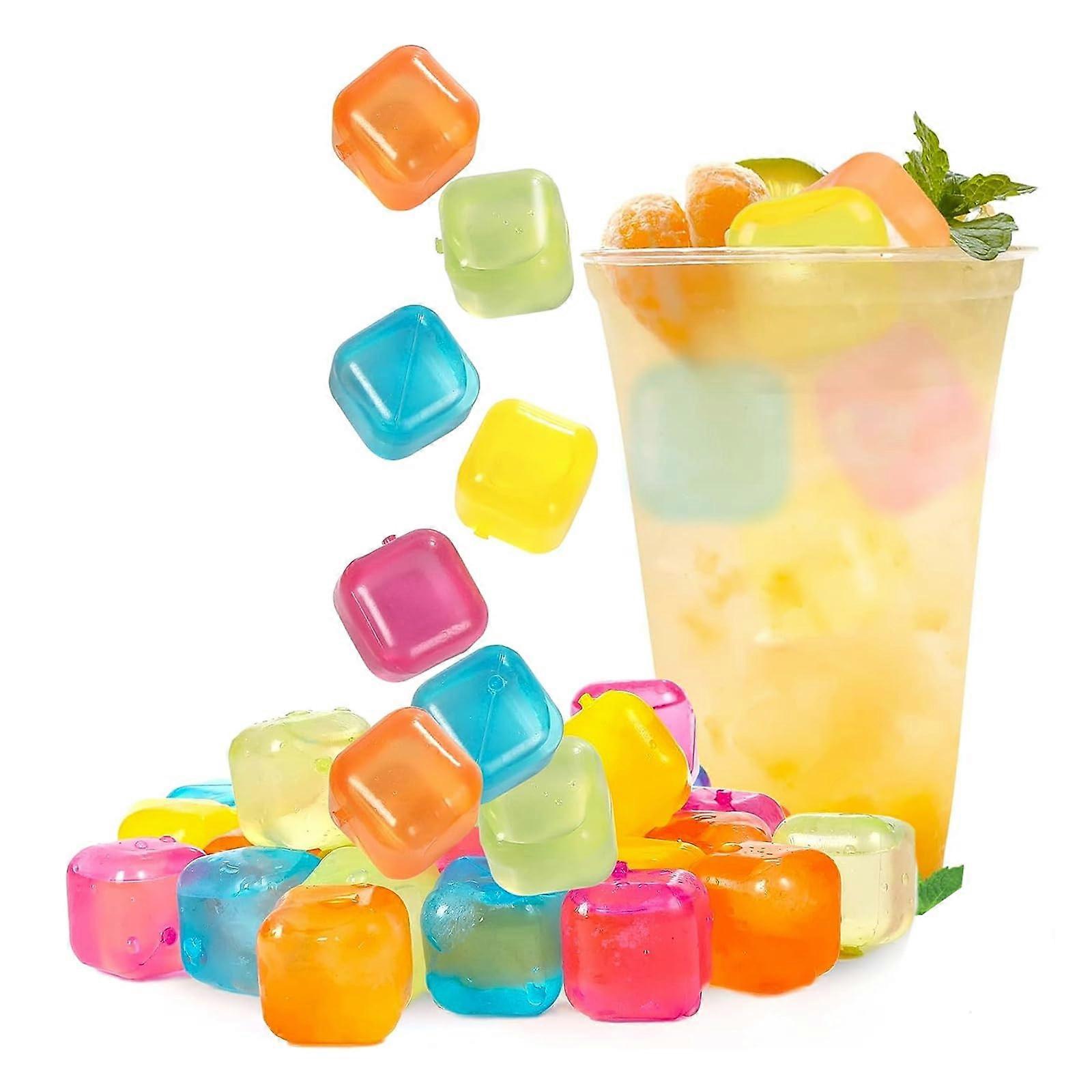 Pack of 24 Reusable Ice Cubes in Great Colours for Cooling Drinks