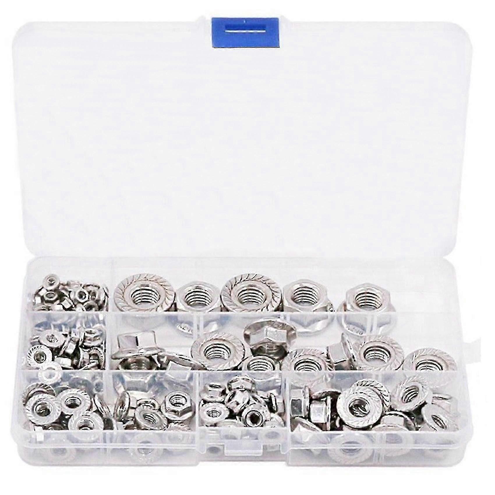 140pcs Edelstahl Hexagon Flansch Lock Mutter M3-12 Flansch Mutter Set