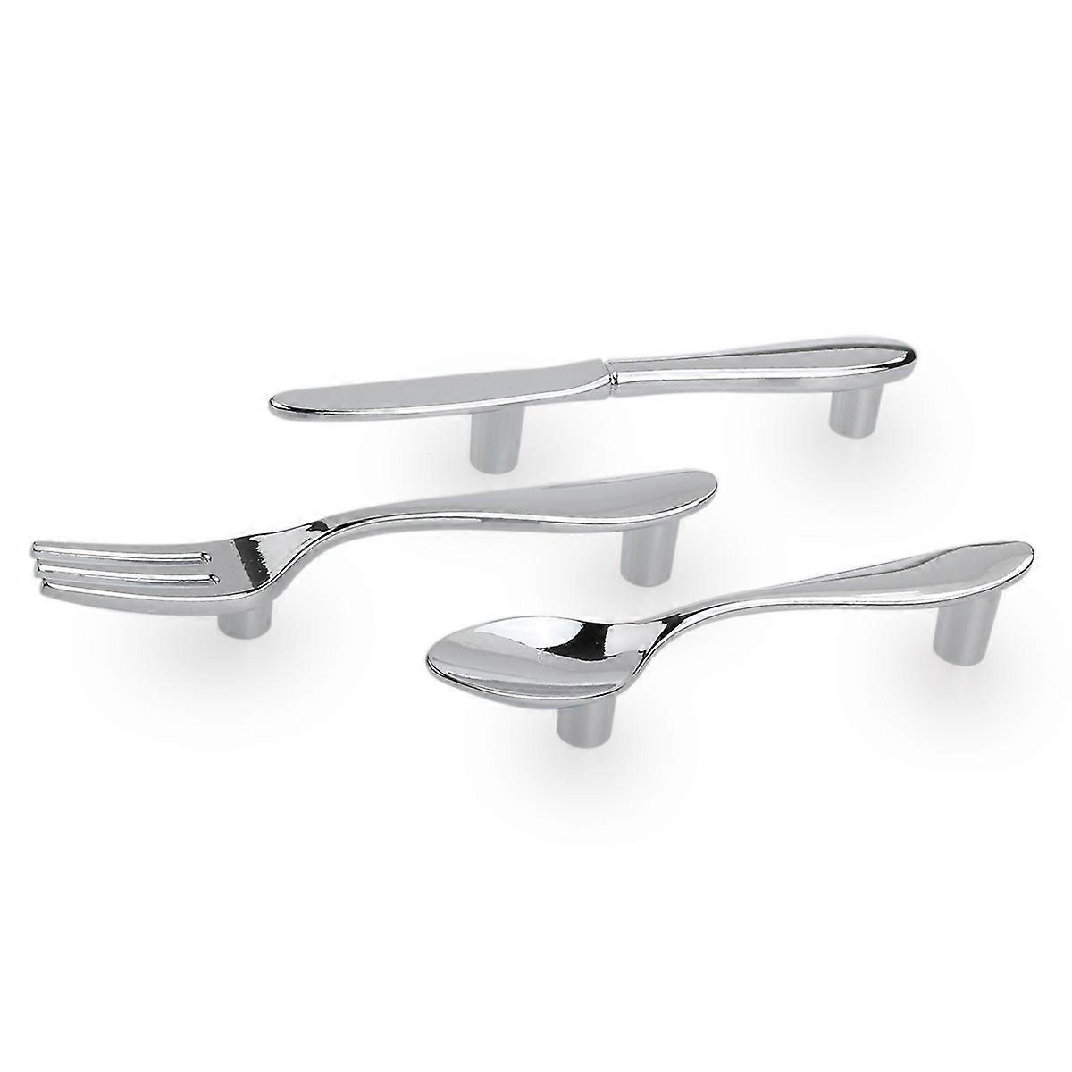 3pcs Spoon Fork Kitchen Cabinet Closet Drawer Pull Handles Knobs