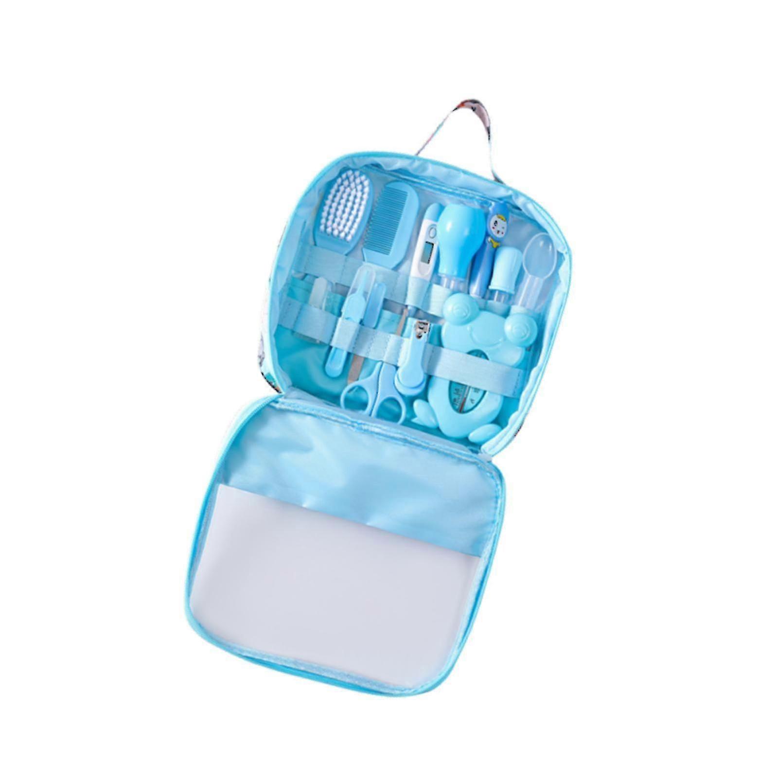 Baby Healthcare and Grooming Kit with Hair Brush, Reusable Comb, Nail Clippers - Blue