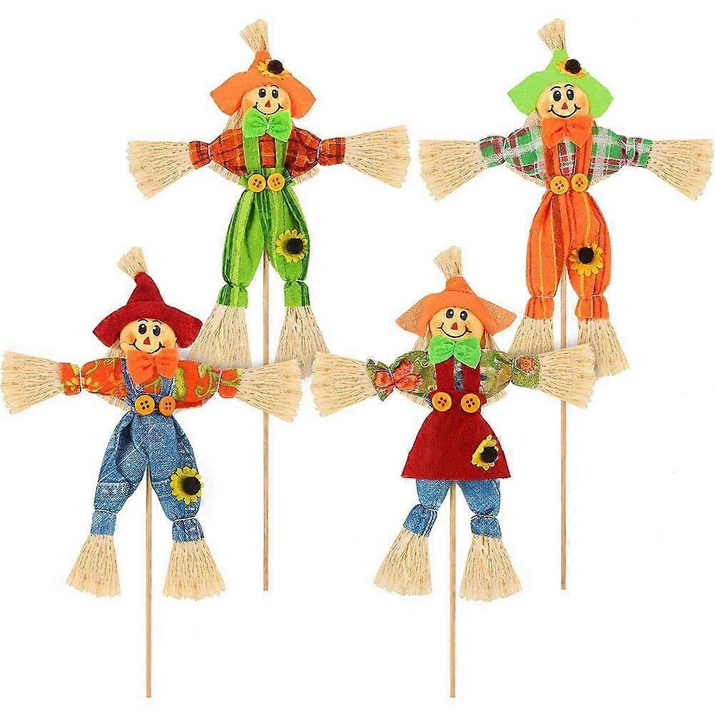 4pcs Autumn Harvest Scarecrow Decor for Garden Party & Home Decoration