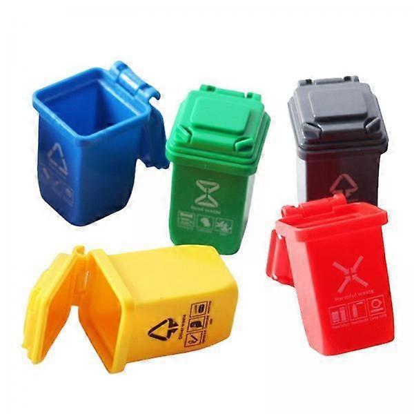 4x 5-Pack Mini Trash Can Model, 1/12 Dollhouse Garbage Can