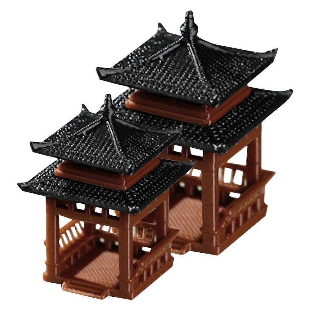 Decorative Mini Pavilion Statue Bonsai Landscaping Plastic Square Pavilion Homeowners 6.00X4.50X4.50 Cm 2Pcs