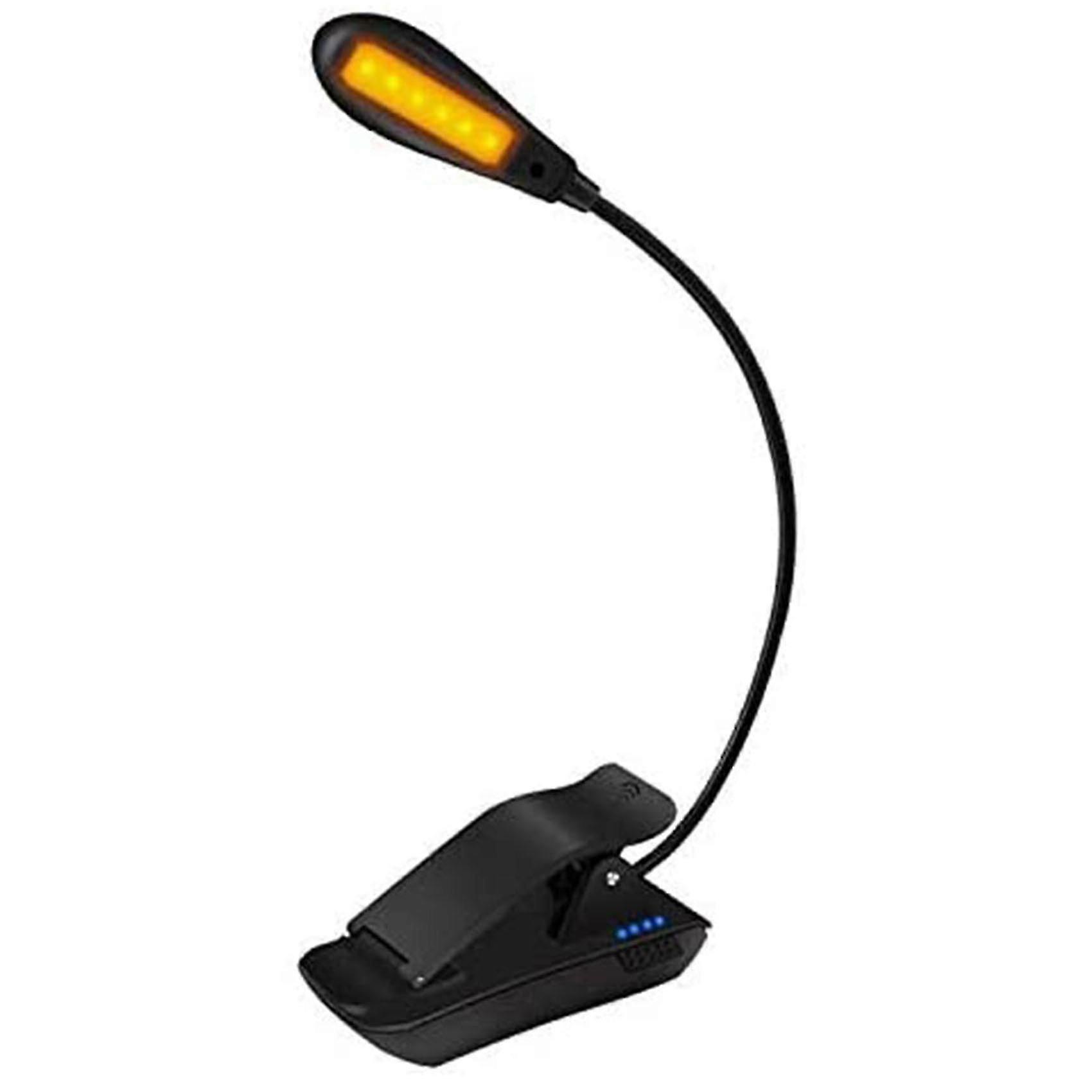 Lampe de lecture de lit ambrée rechargeable avec luminosité à 3 niveaux, 7 LED et lumière bleue pour les livres