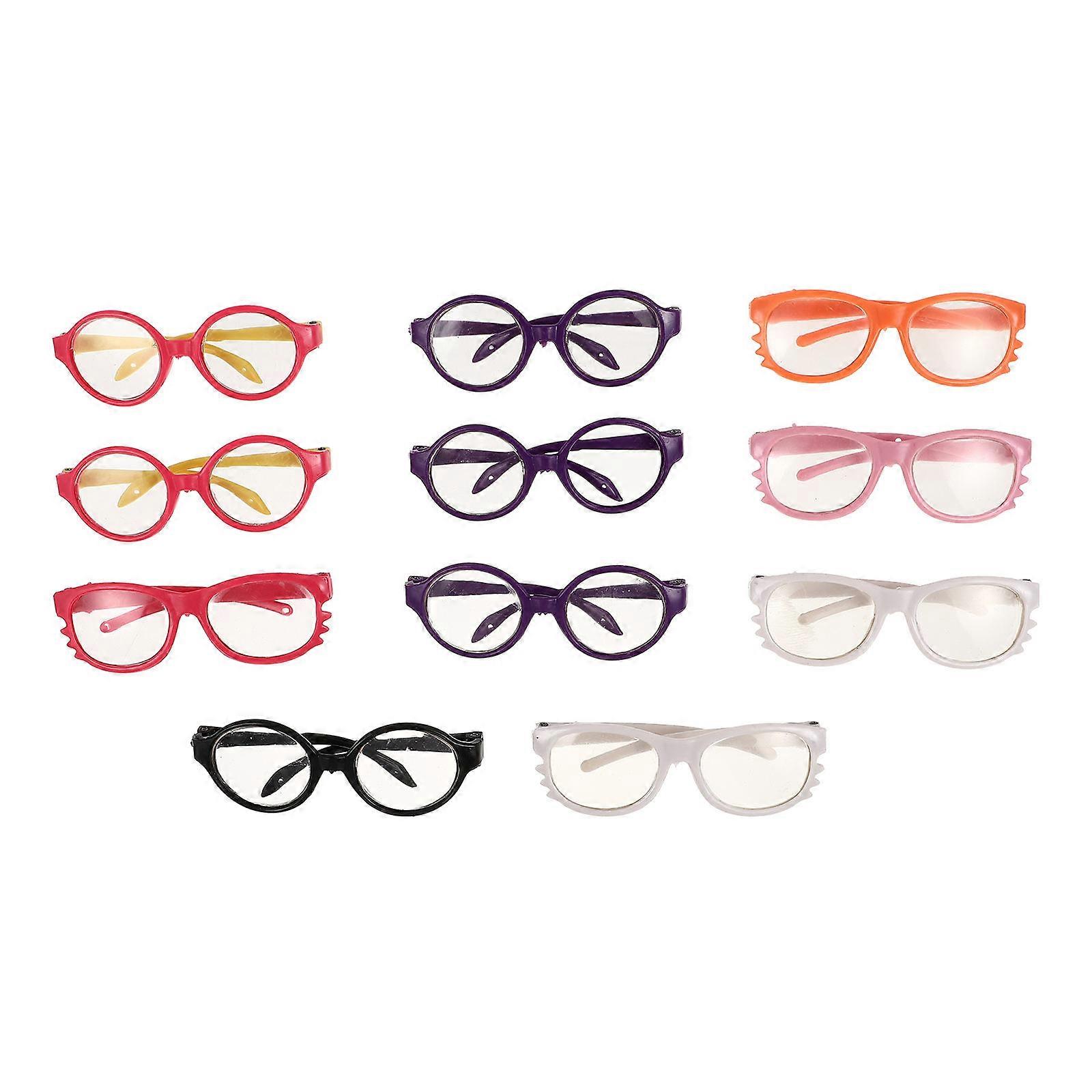 Eyeglasses Prop Adorable Doll Dressing Glasses Cosplay Party Accessories Assorted Color 7.5x2.6cm Easy to Store 11Pcs