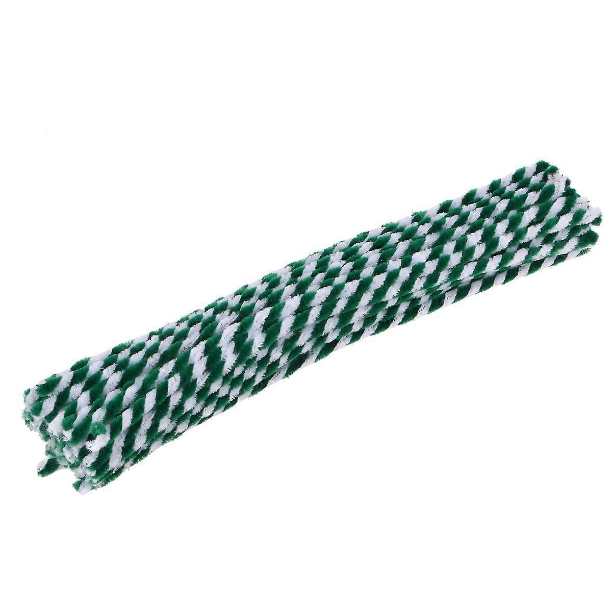 Craft Pipe Cleaners Δίχρωμο Chenille Stems Σκούρο πράσινο και λευκό Παιδικό Χειροτεχνία Rod Εκπαιδευτικό Παιχνίδι 30cm Μήκος 0.5cm Διάμετρος Twistable 50Pcs