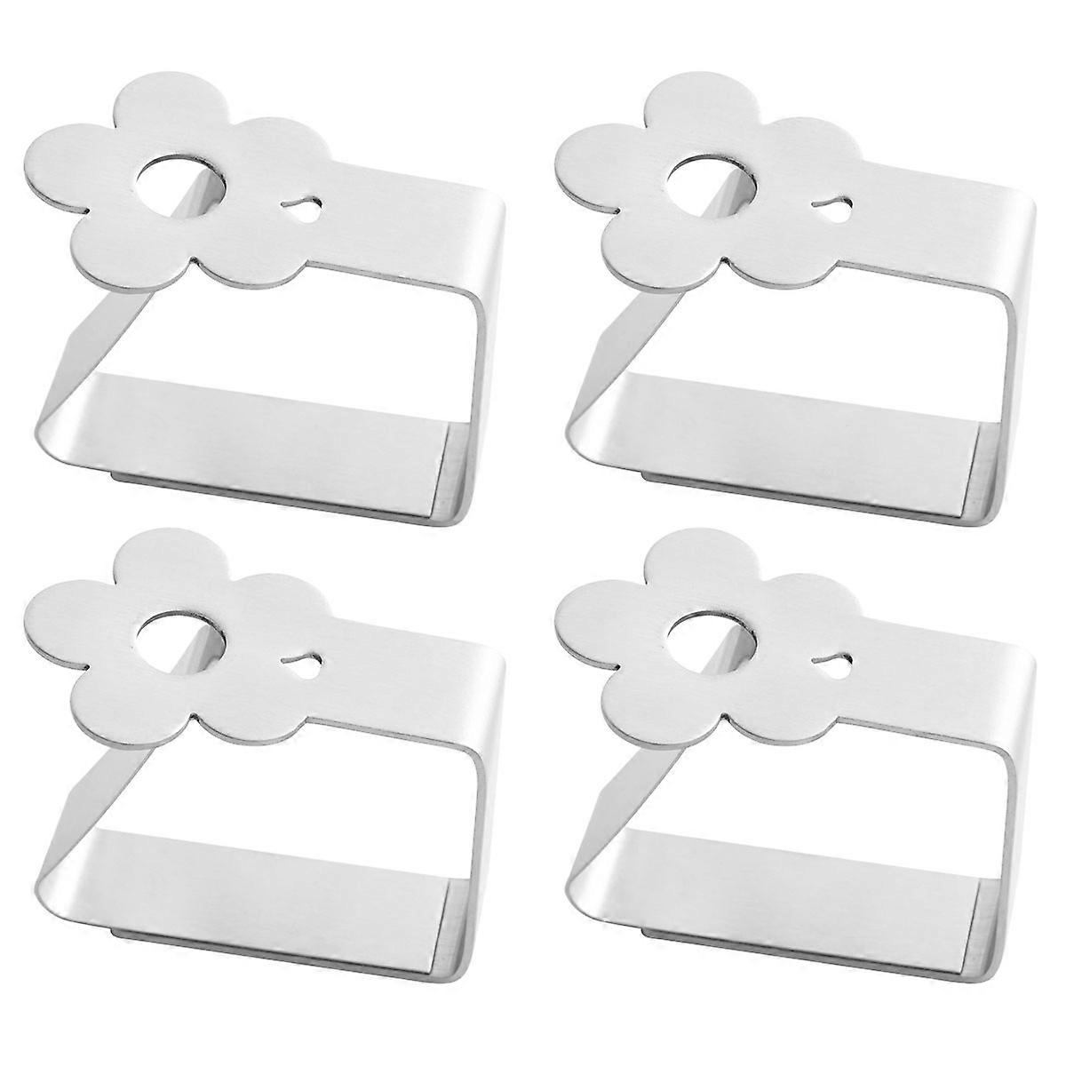Stainless Table Cloth Clip 4Pcs Silver with Wind-Resistant Grip for Tablecloth