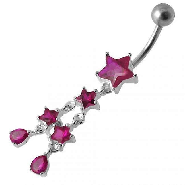 Multi Gems Star Dangling Banana Belly Ring