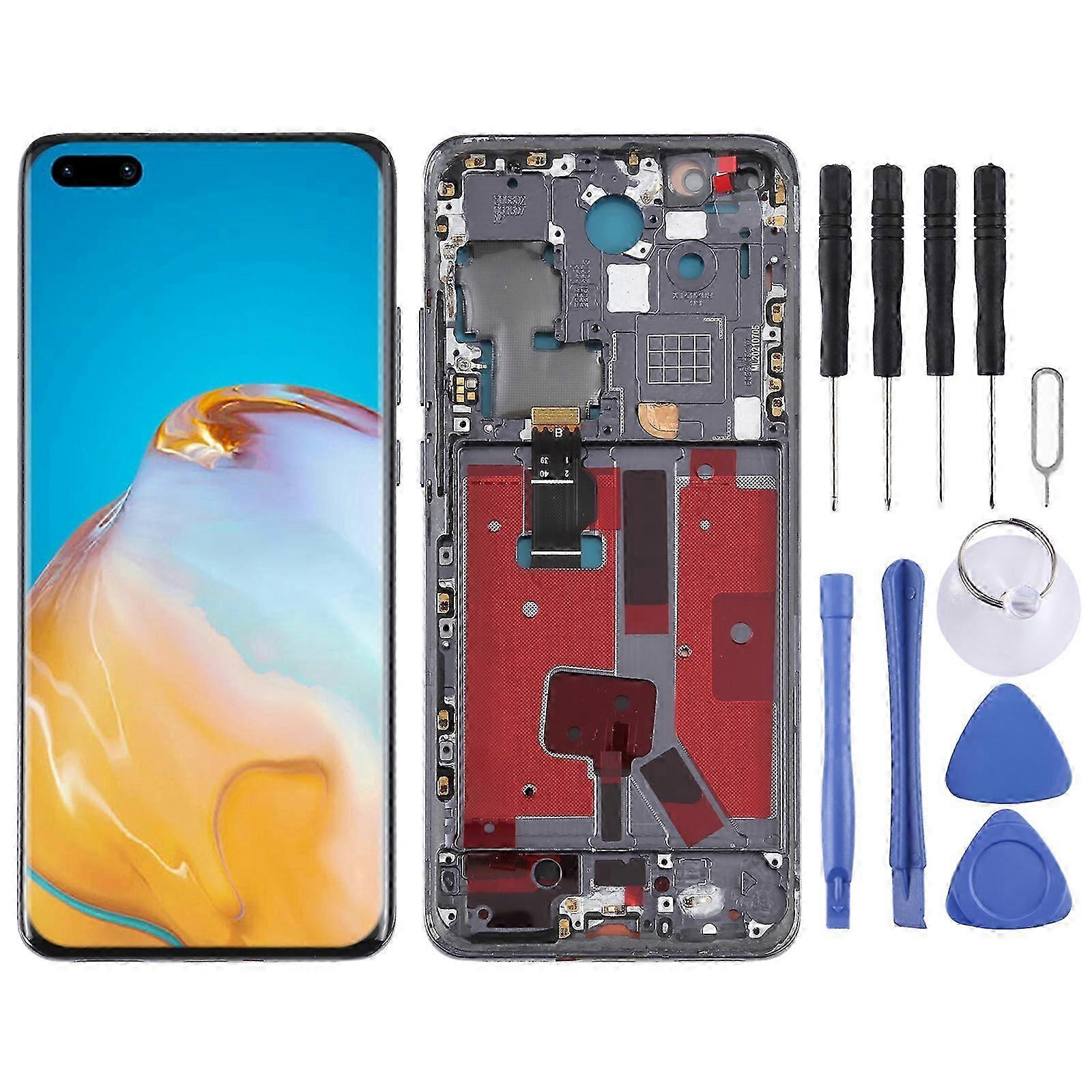 (Black) Compatible Lcd Screen For Huawei P40 Pro Digitizer Full Assembly With Frame