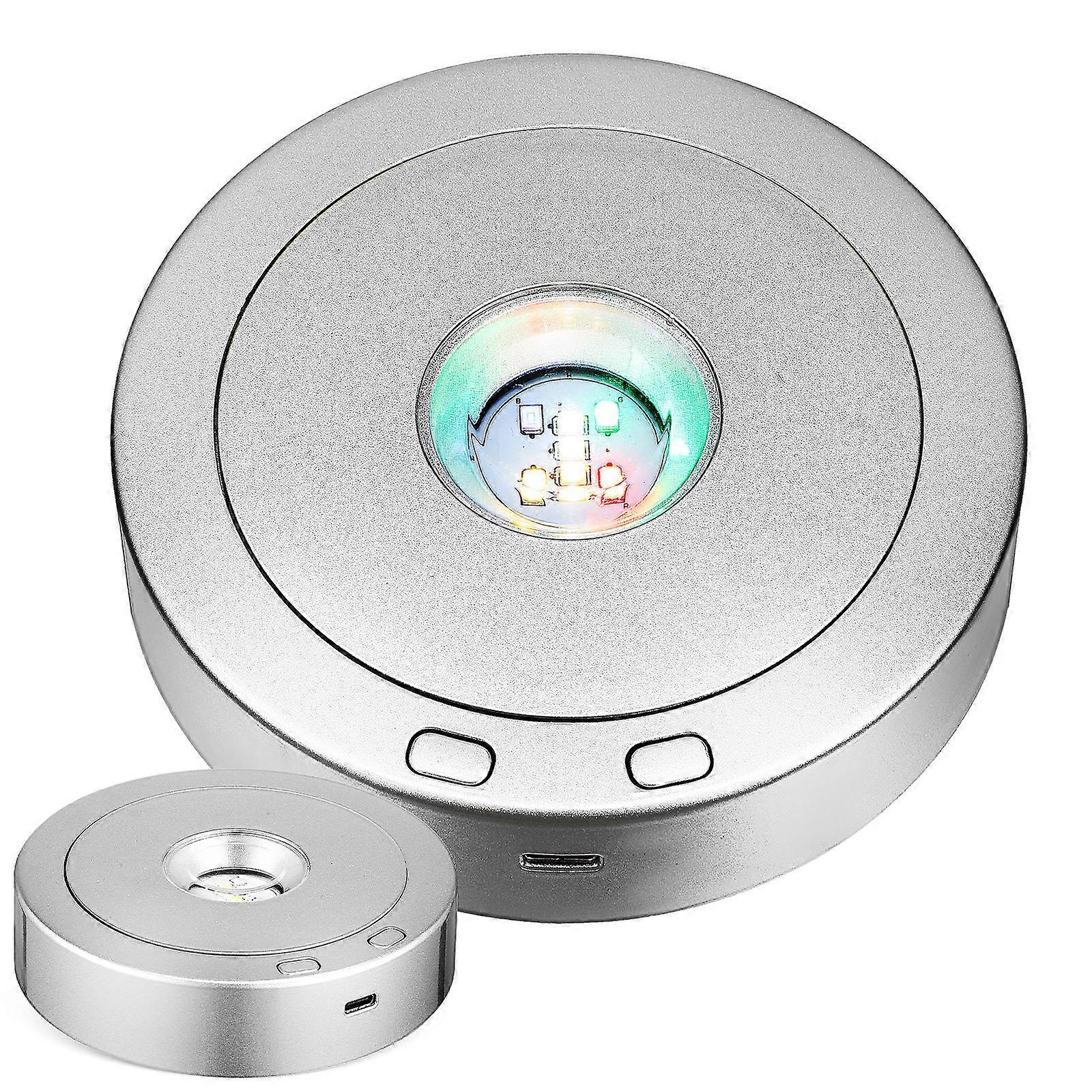 Rotating Led Light Base Display Holders Holiday Parties Silver 11.50X11.50X2.70cm 2Pcs