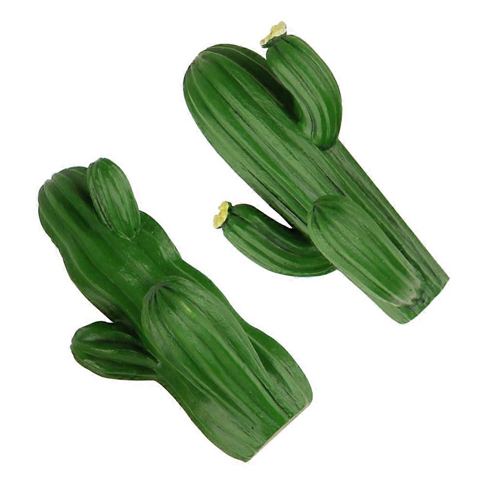 2pcs Cactus Design Hooks Stylish Decorative Adhesive Wall Hooks (Green)
