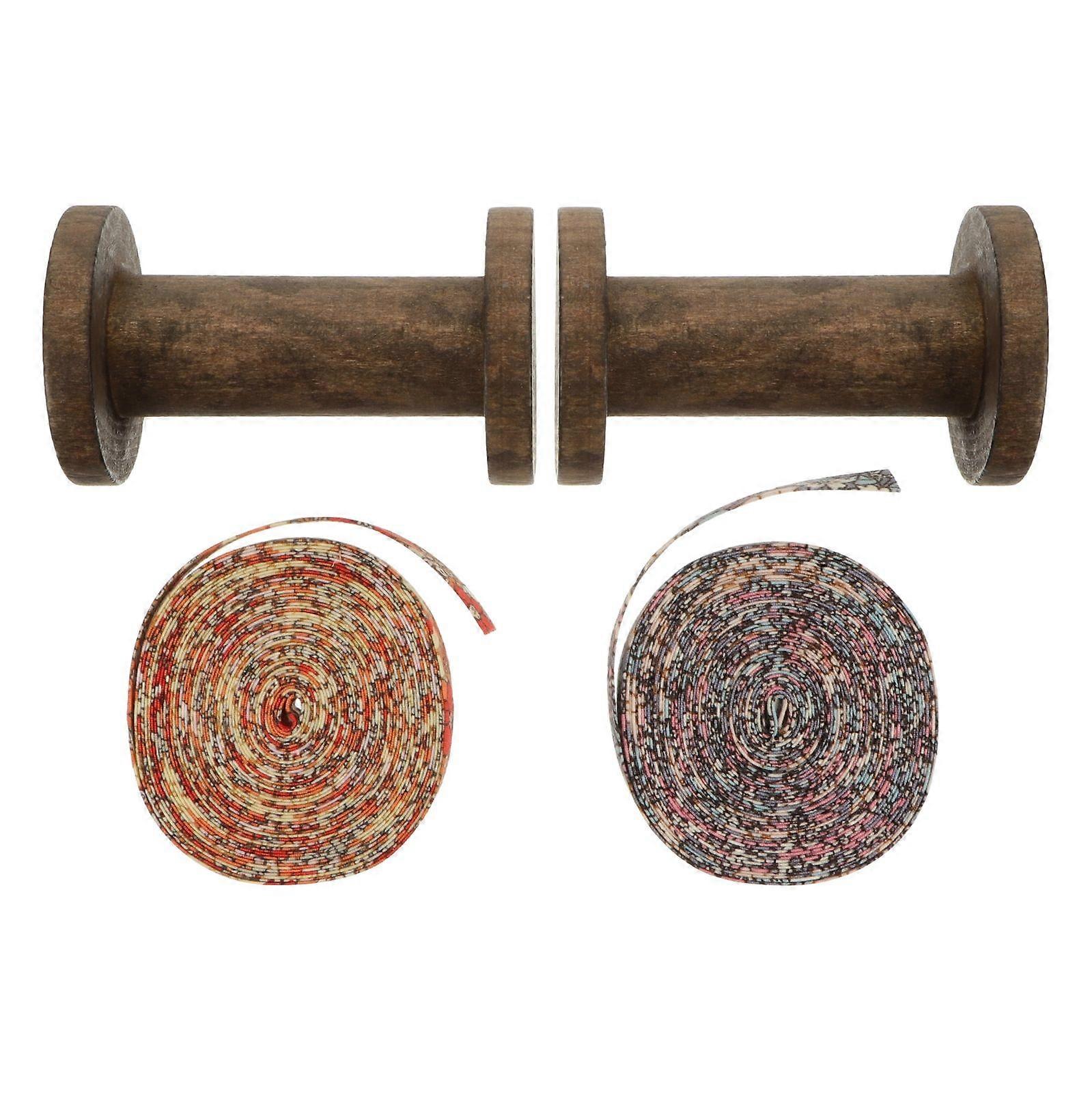 Basket Weaving Supplies Wooden Bobbins with Wrapping Strips for Home Use 4.5X8CM 1 Set