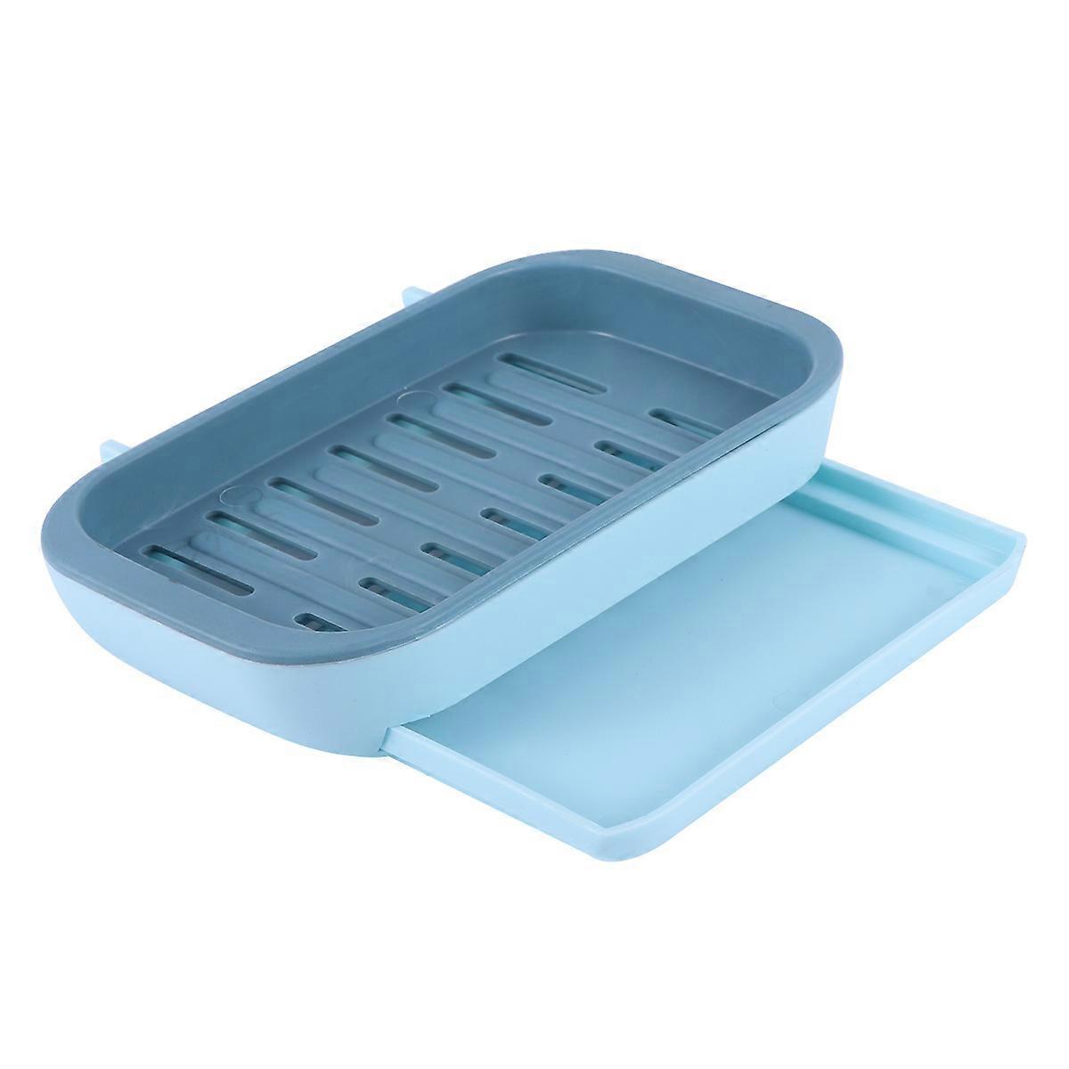 Wall Mounted Soap Holder Keeps Items Dry Rectangular Shape ABS Material Green and Blue 3Set