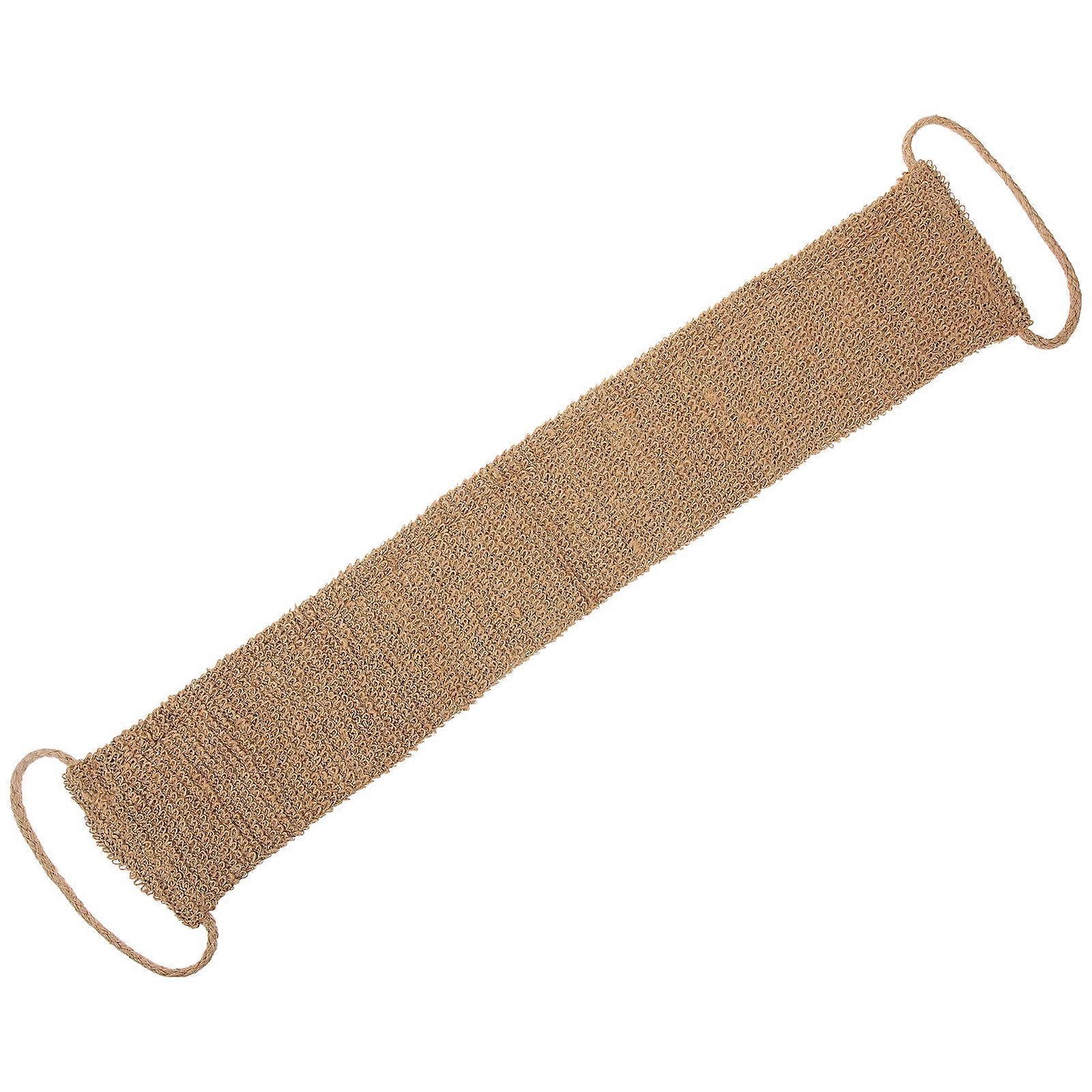 Khaki Long Strip Bath Towel with Sturdy Handles for Scrubbing and Reusable Cotton Linen 1pc