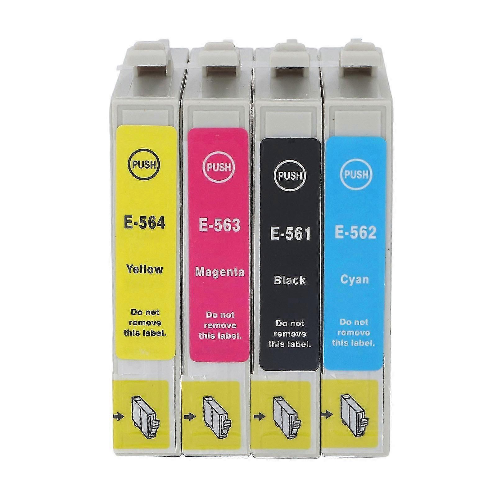 4PCS Ink Cartridge Colorfast Smooth Output Large Capacity BK C M Y Cartridge Combo Pack for Printer T0561 T0562 T0563 T0564