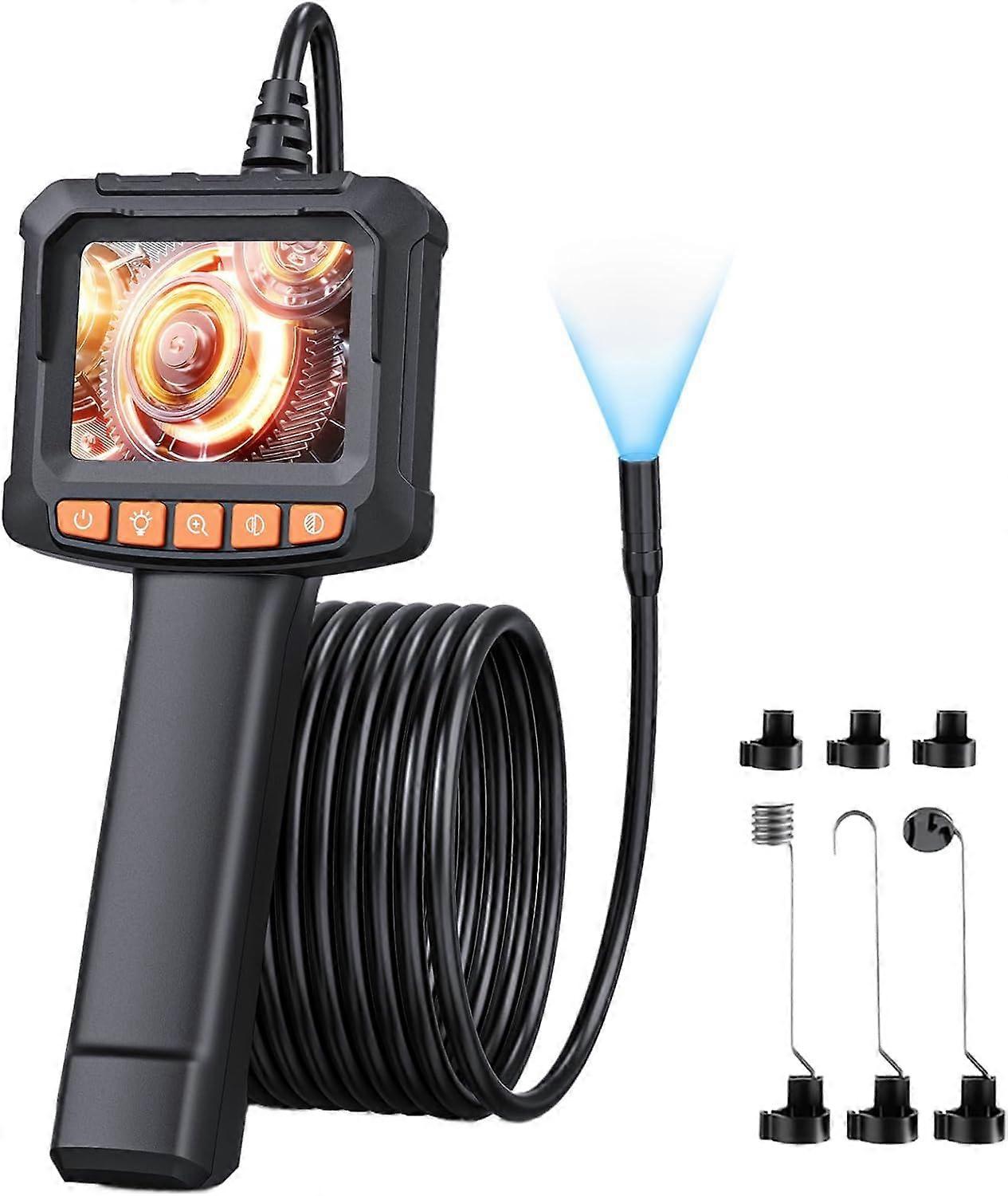 Endoscope Camera, 2.4 Inch IPS Screen Camera, 5M Semi-Rigid Cable