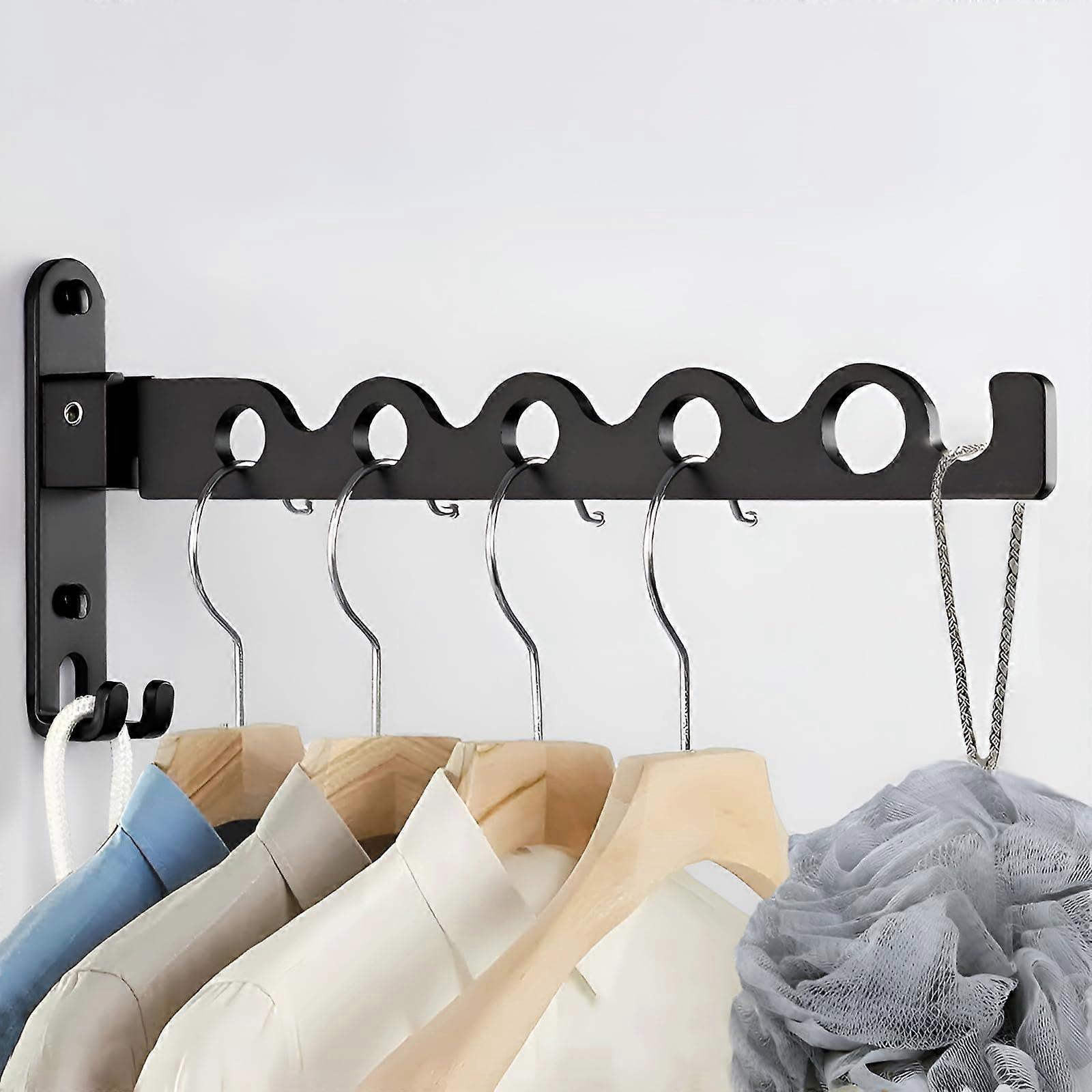 1 piece wall mounted 90° rotating foldable clothes drying rack hook