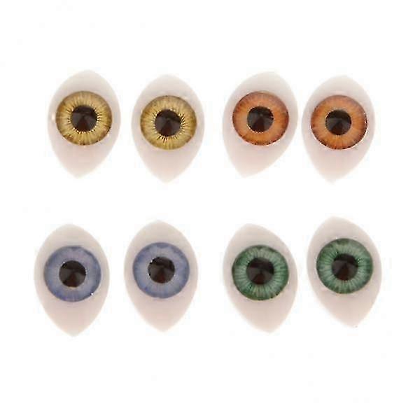 4x8pcs 4 Color Oval Hollow Back Plastic Eyes For Doll Mask DIY 7mm