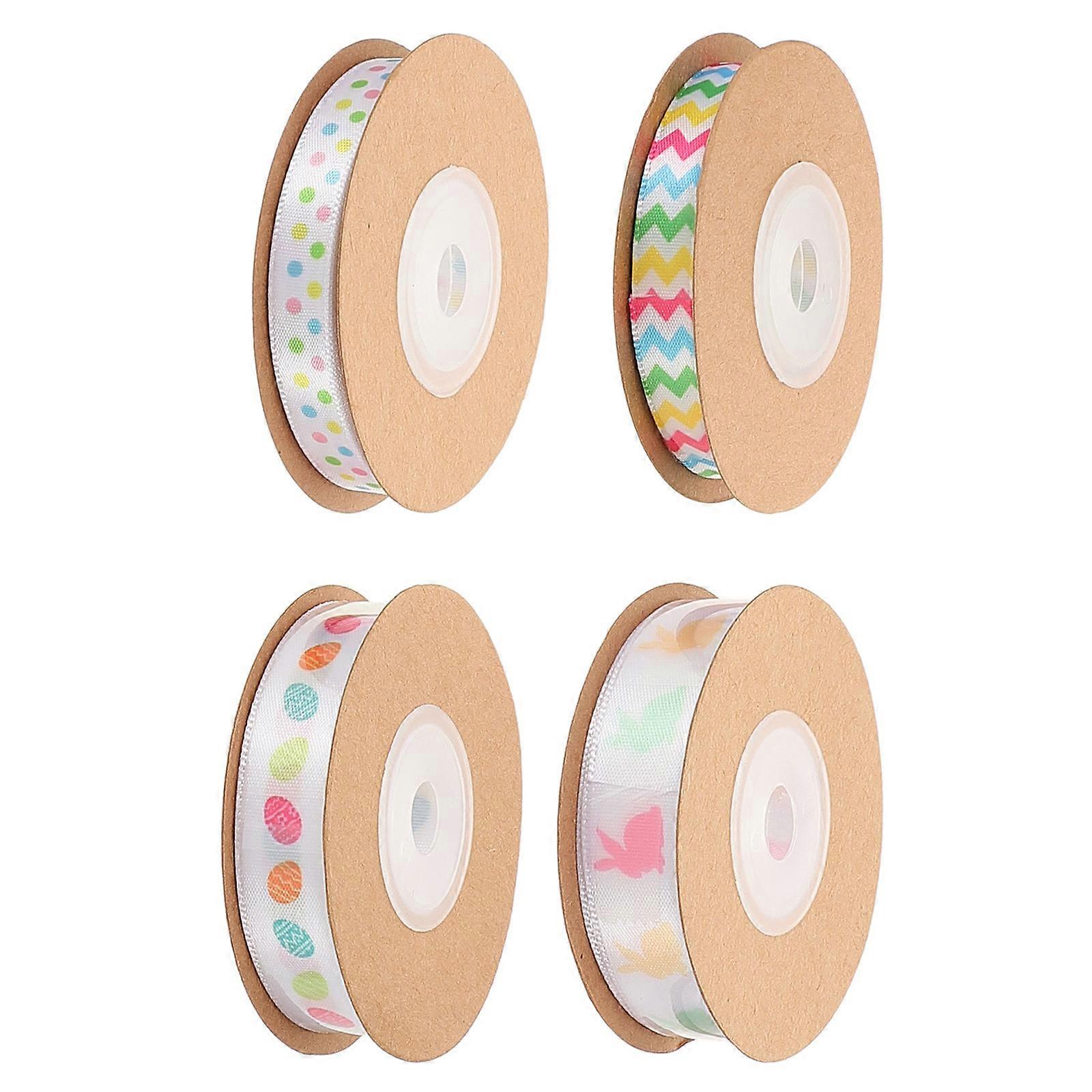 DIY Flower Wrapping Ribbon Easter Theme Art Craft Assorted Color 910cm x 1.5cm x 0.1cm 4 Rolls