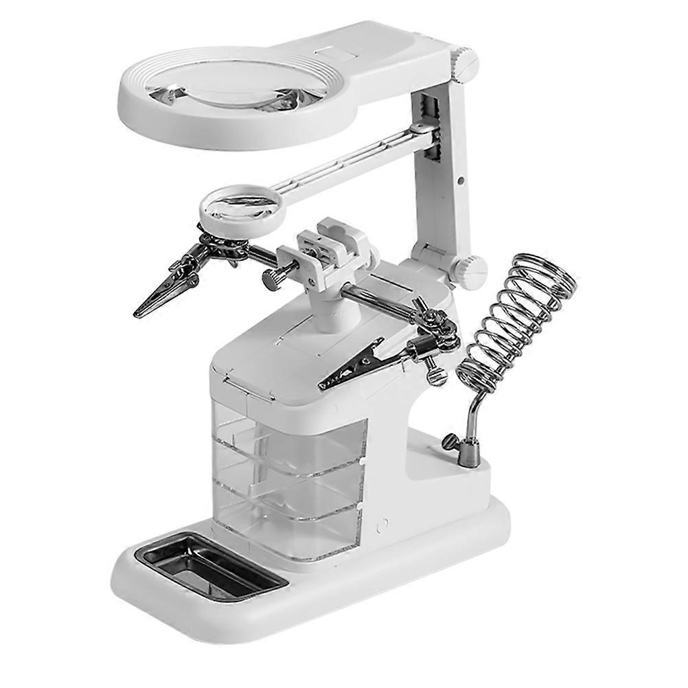 Led Soldering Station Magnifying Glass Stand Diy Projects Craftsmen Aluminum Alloy 24X18.5X9CM 1Pack