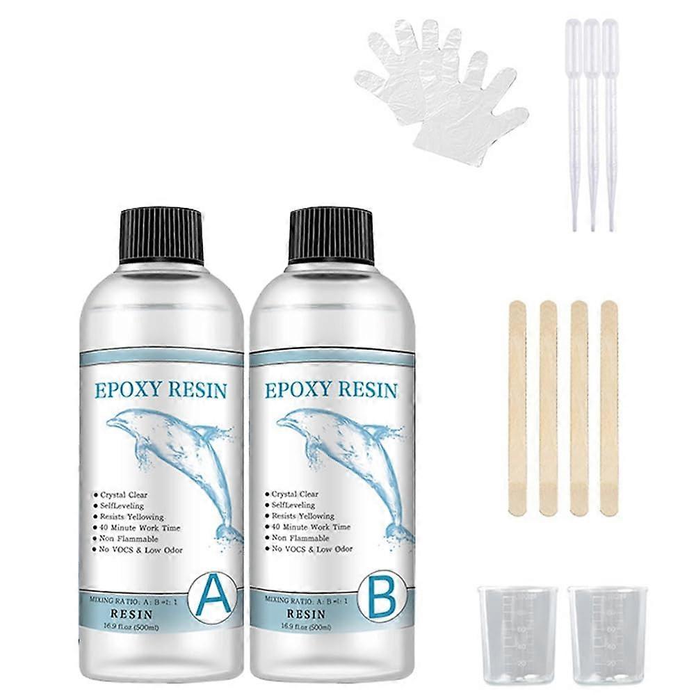 Crystal Clear Epoxy Resin Kit 1:1 AB, Definition, Bubble Epoxy Resin for DIY Projects, 500ml Kit