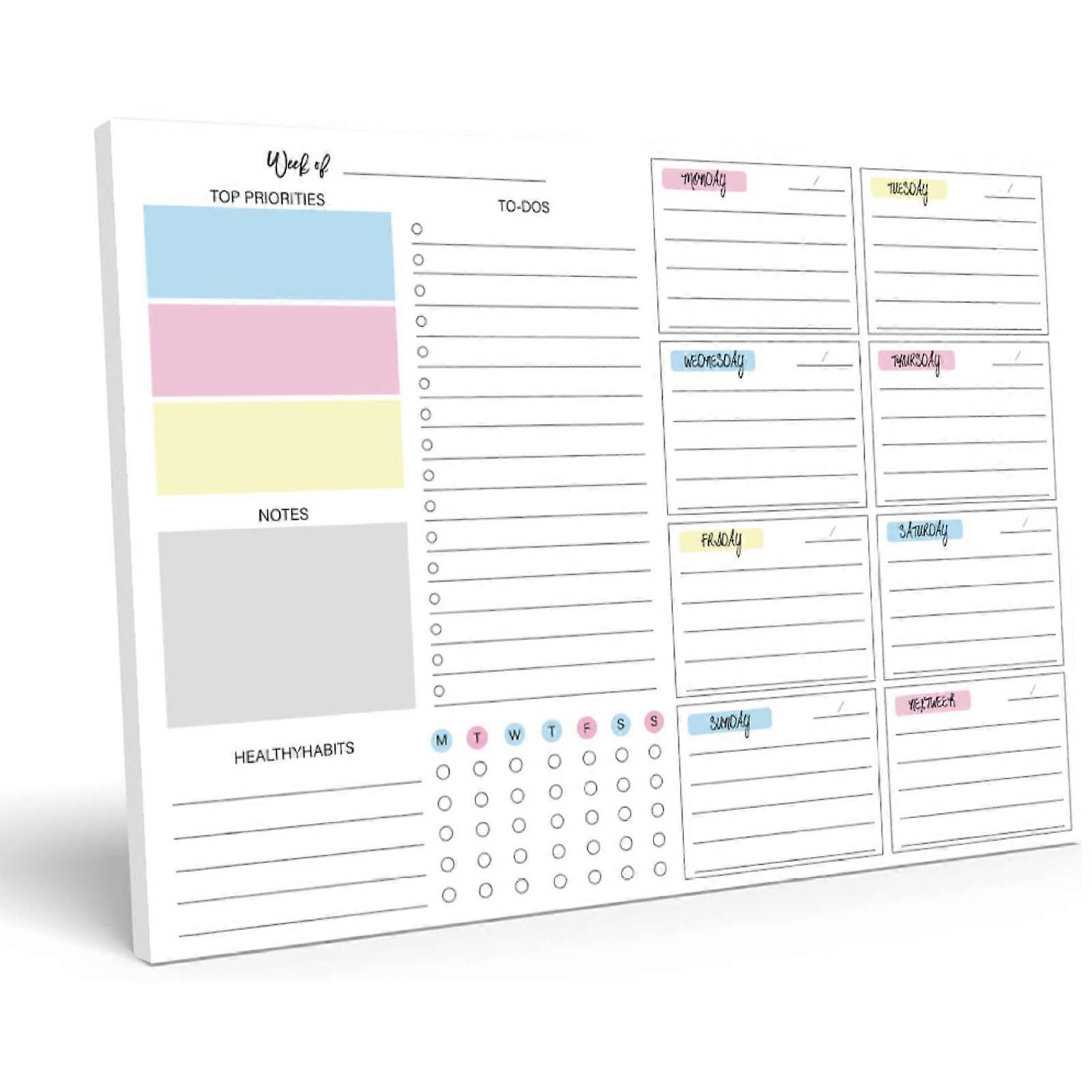 Weekly Planner Pad, Undated, Desk Pad with ToDo List, Tasks Weekly Plan