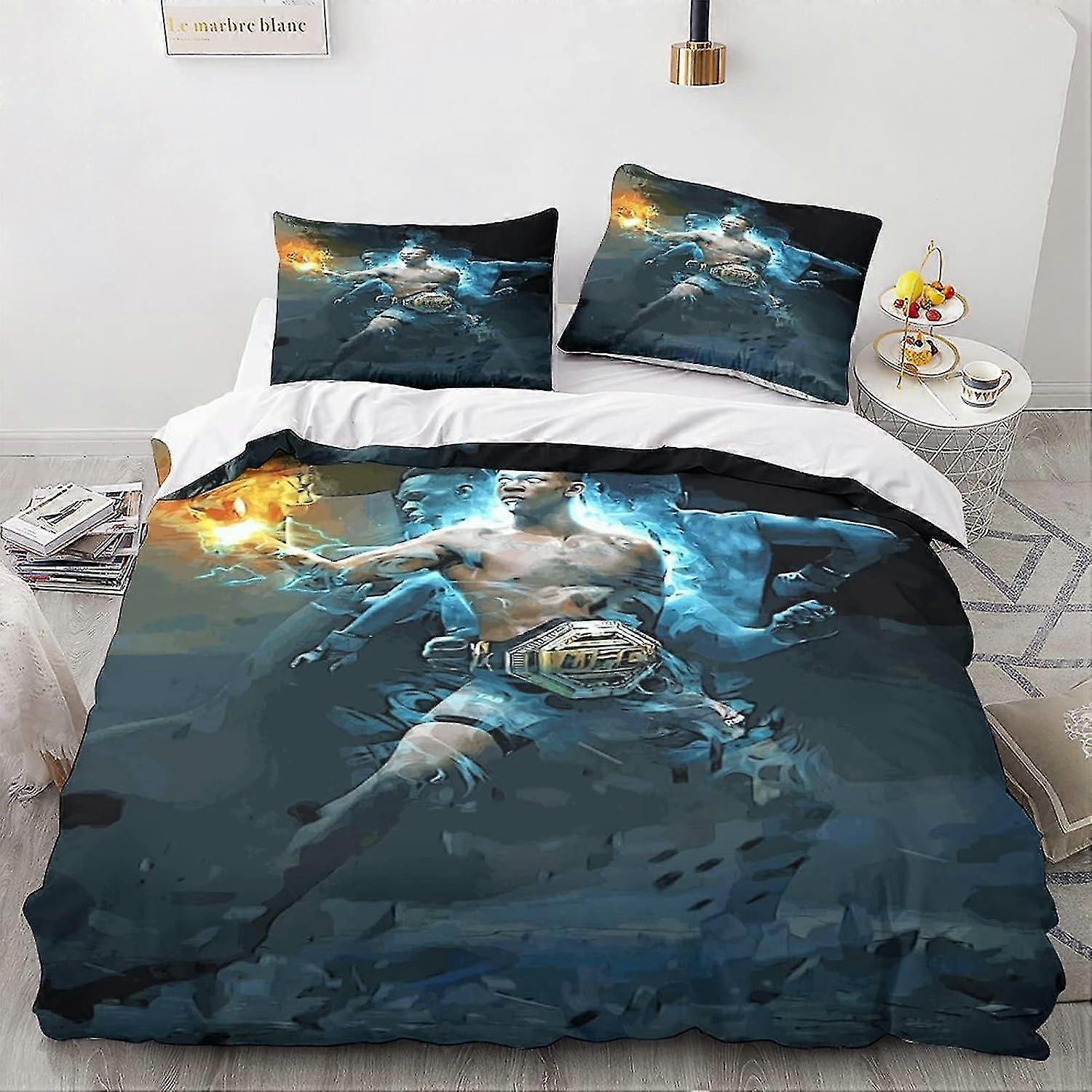 Fighter Printed Bedding Set Soft Microfiber Quilt Cover with Zipper Closure King Size