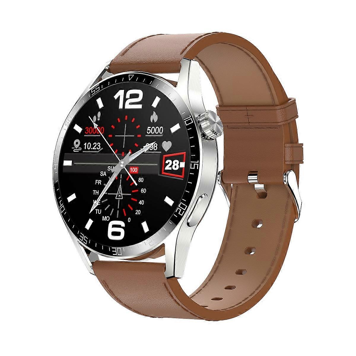 Smart Watch Silver-Brown Leather
