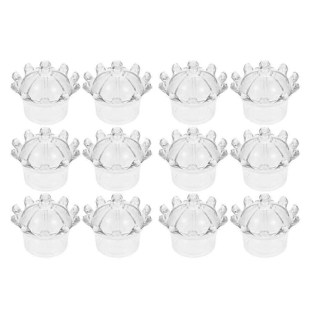 Transparent Crown Shaped Candy Jars 12pcs Decorative Lidded Sweets Boxes for Home, Parties, Weddings & Favors Durable Storage Containers