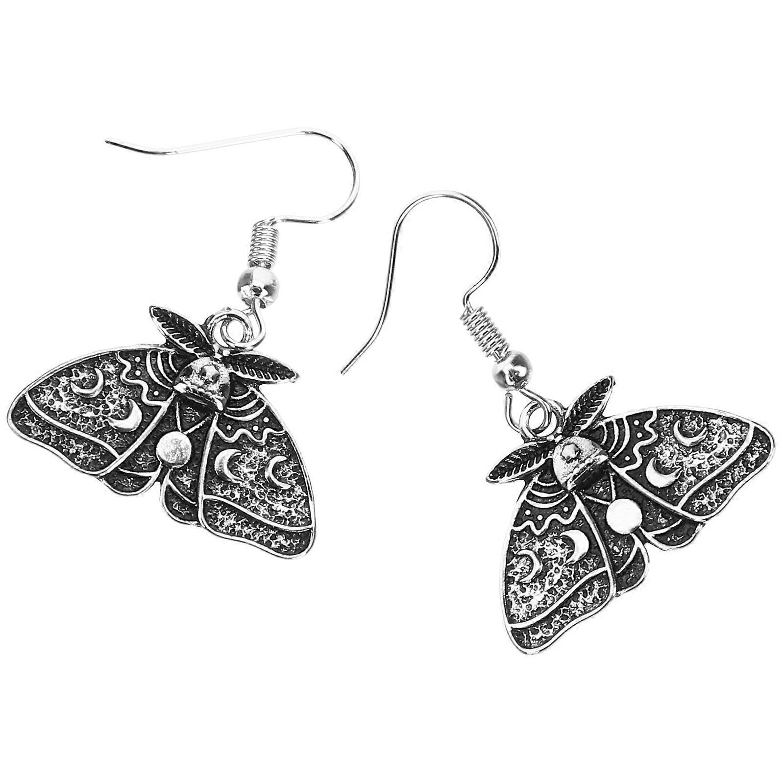 Gothic Earrings Dangle Drop For Ceremonies Moth Shaped Alloy Material 1Pair