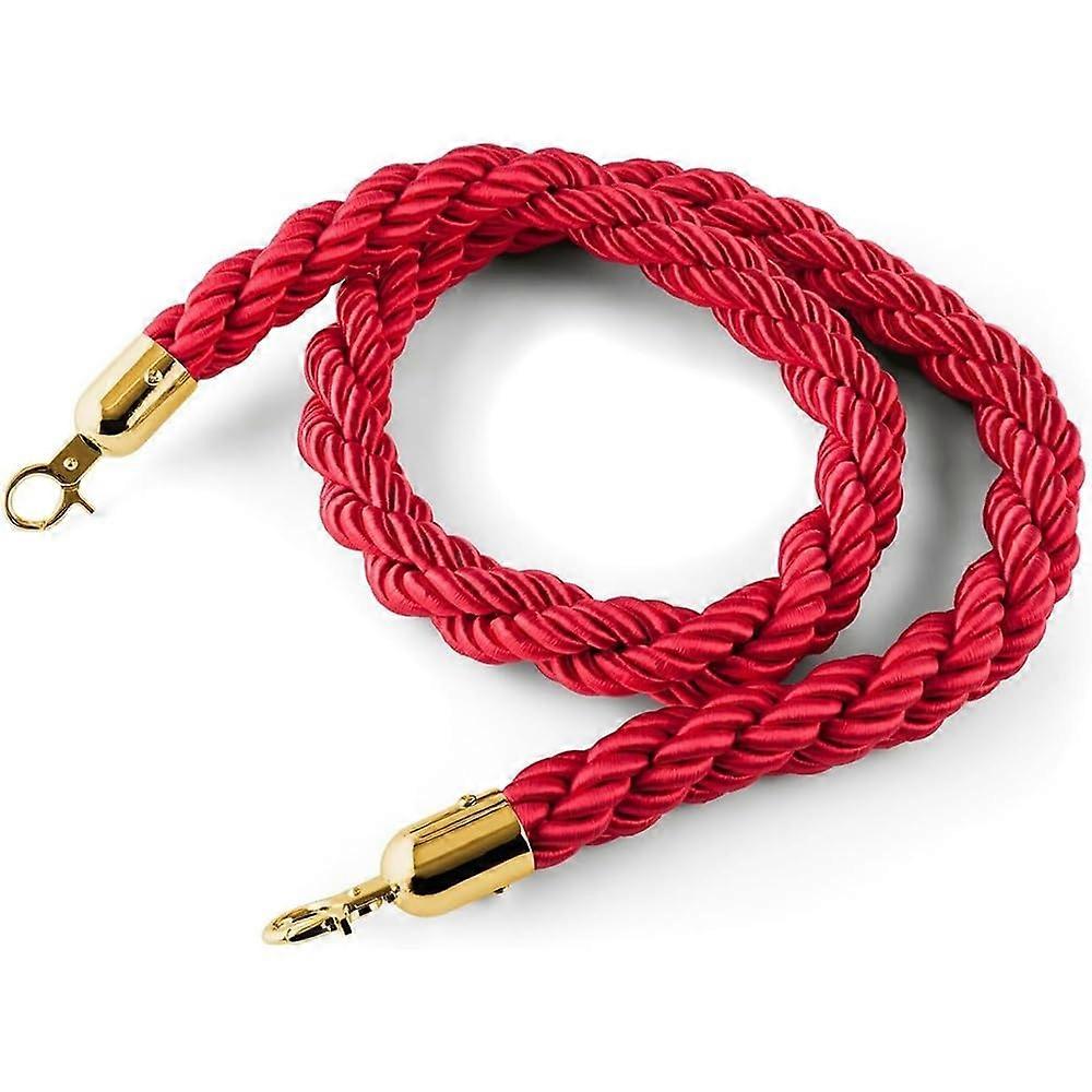 Red Carpet Rope, Braided Hemp Queue Barrier Rope With Gold And Silver Hooks, Twisted Hemp Barrier For Crowds