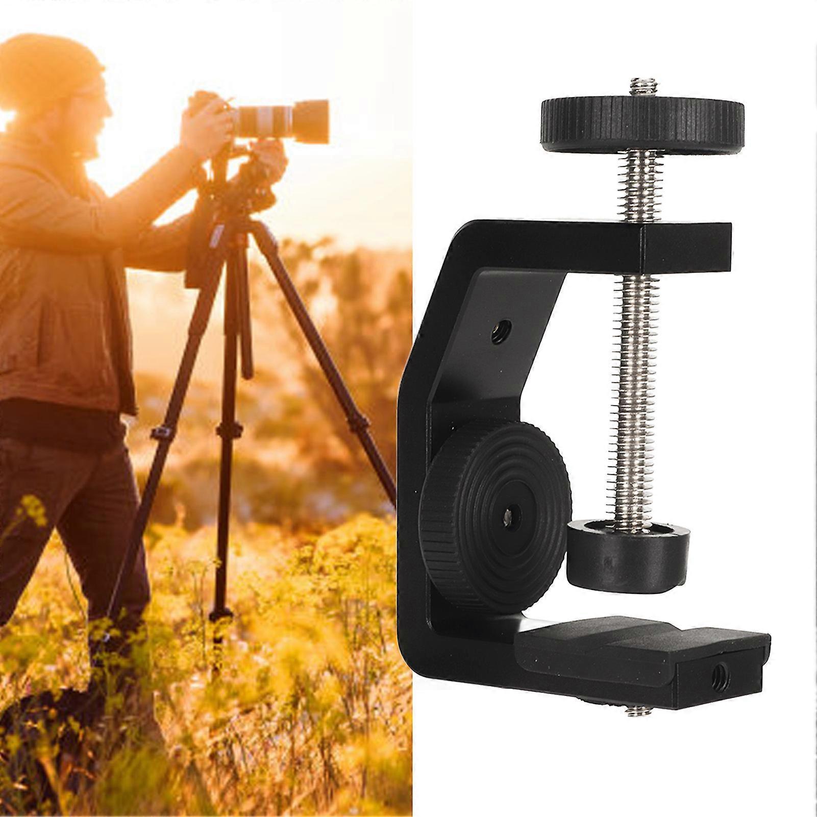 Universal C Clamp Heavy Duty Metal Adjustable C Clamp with 1/4 Inch Mounting Screws for Tripod Light Stand