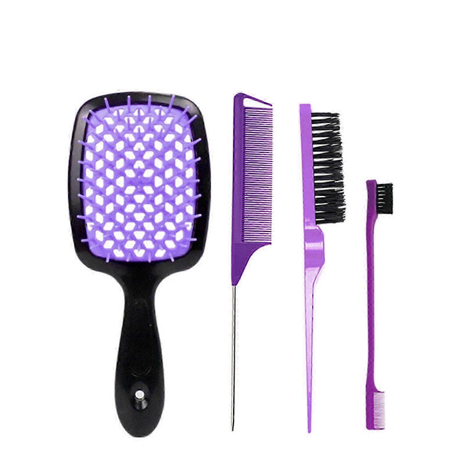 Ensemble de peignes de coiffure - Peigne creux, peignes à queue de rat, brosse à taquiner les cheveux et brosse de bord + peigne à cils Brosse à sourcils à double tête