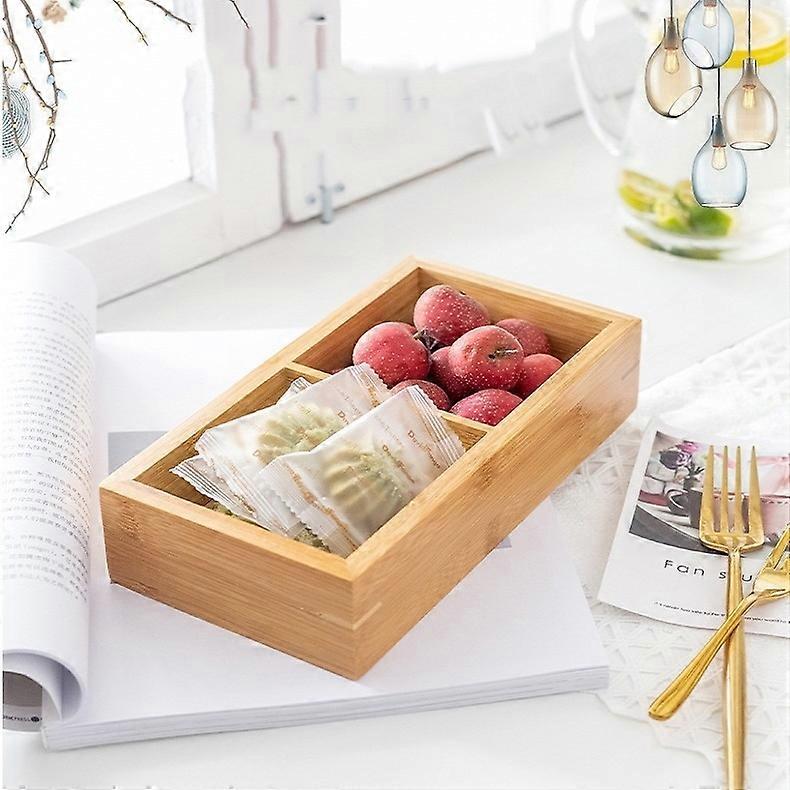 Bamboo Dried Food Box Compartment Candy Box Snack Storage Box, Specification: 2 Grids