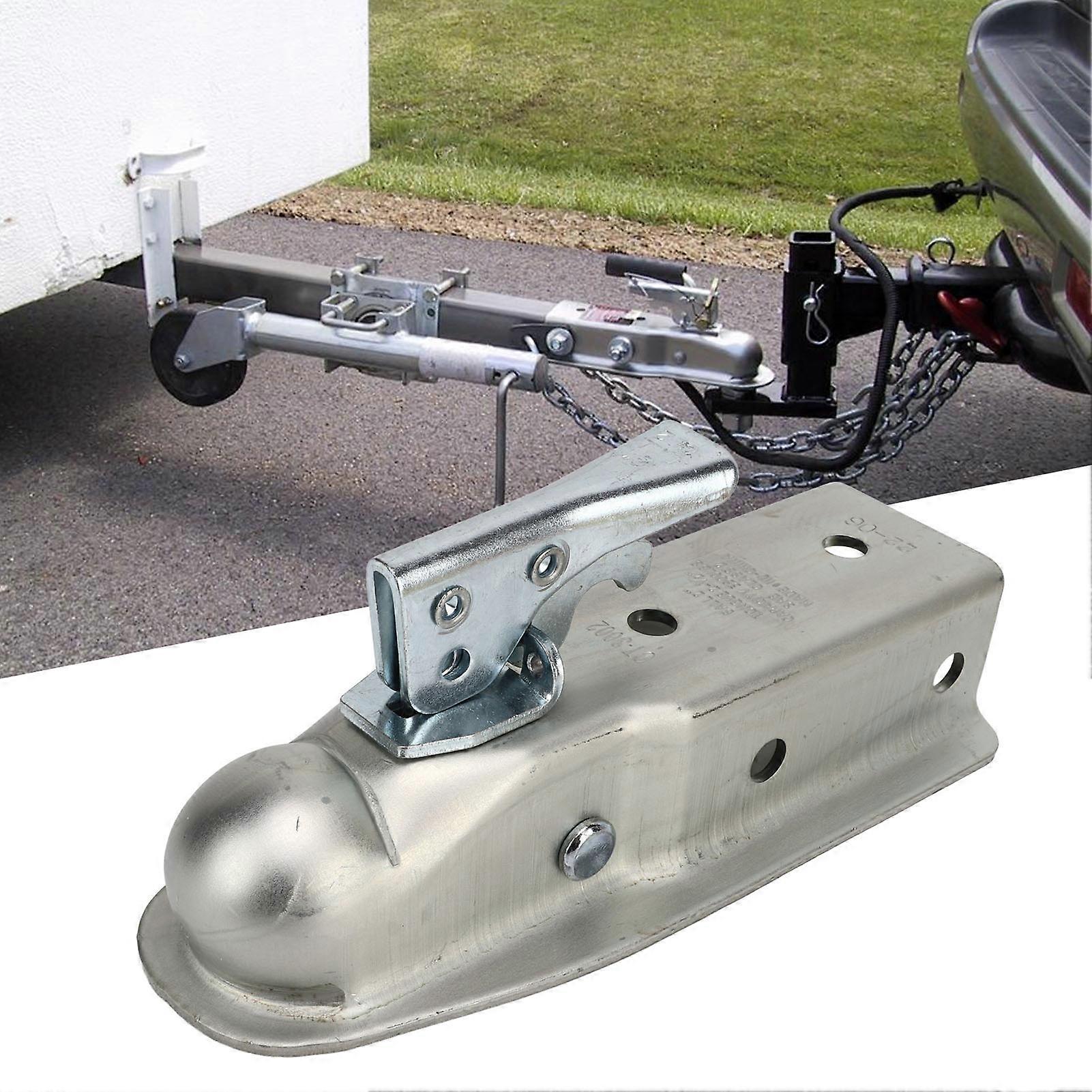 Trailer Tongue Coupler 2in Ball Head 63mm Channel Width 3500lbs Load Capacity Rust Proof for Caravan RV