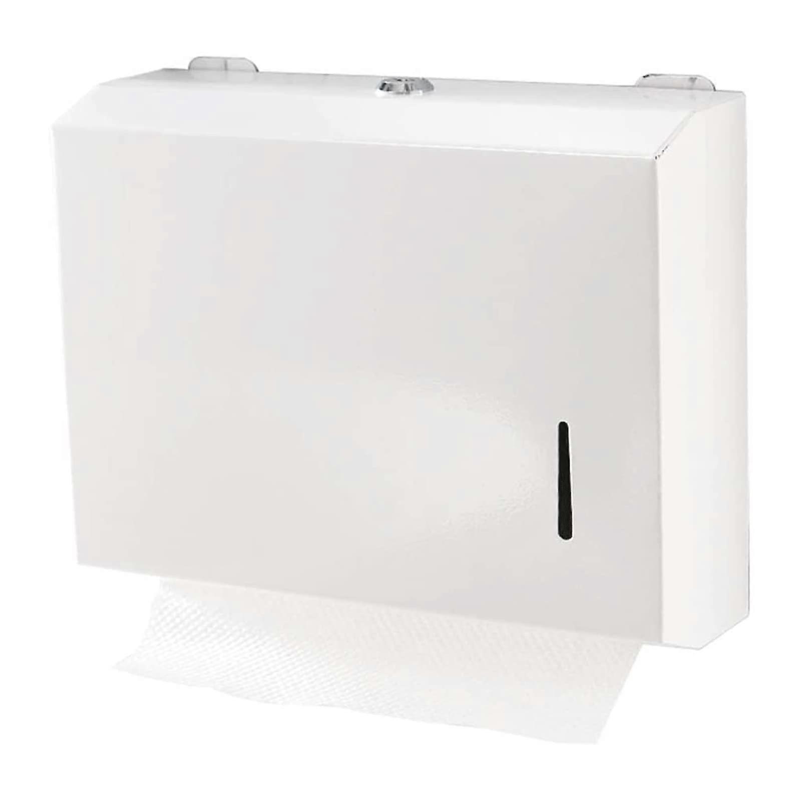Stainless Steel Paper Towel Dispenser Wall Mount Locking White