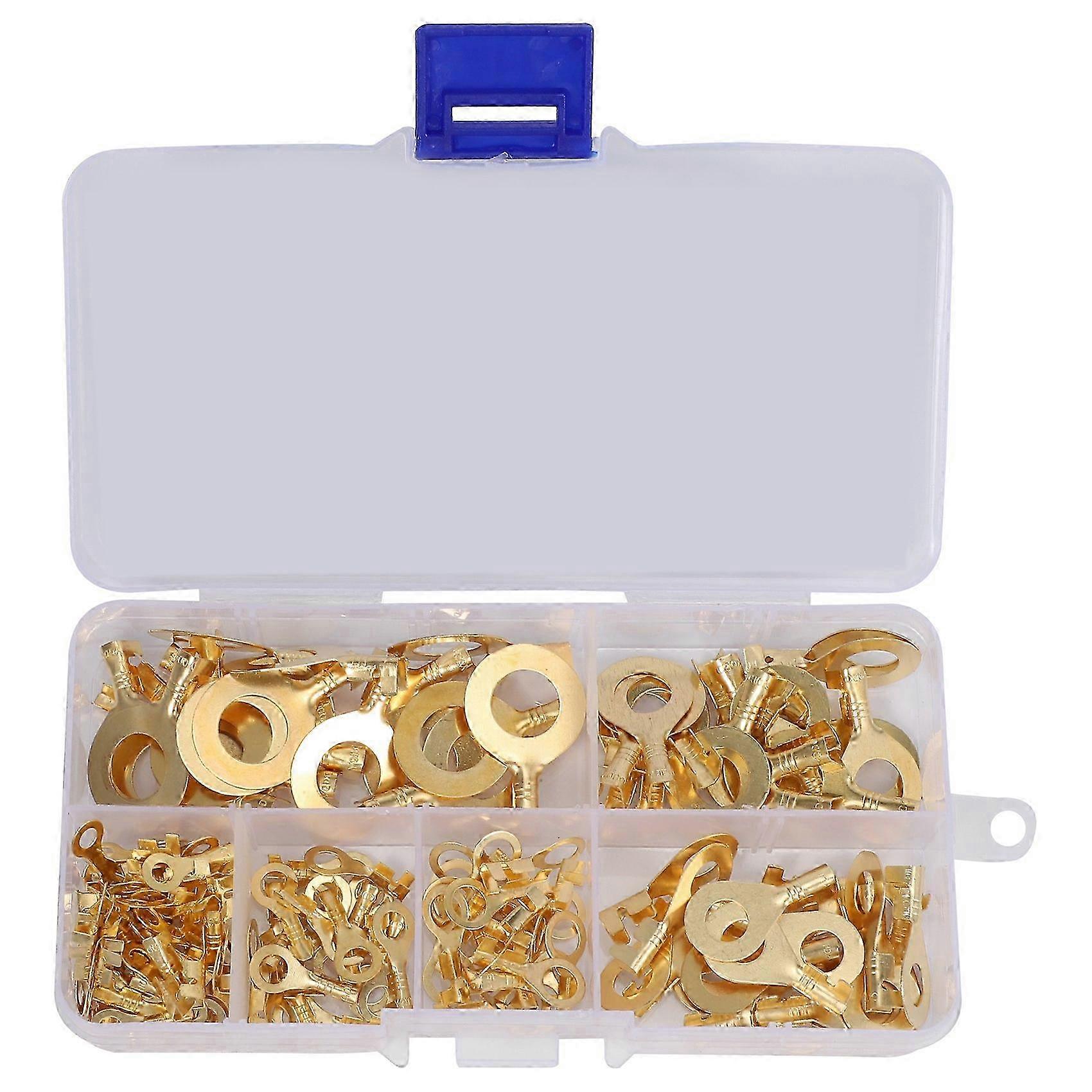 150 Pcs Cable Ring Terminal Ring Cable Lugs Copper Lugs Ring Terminals Connectors Brass Crimp Cable Edition 0708