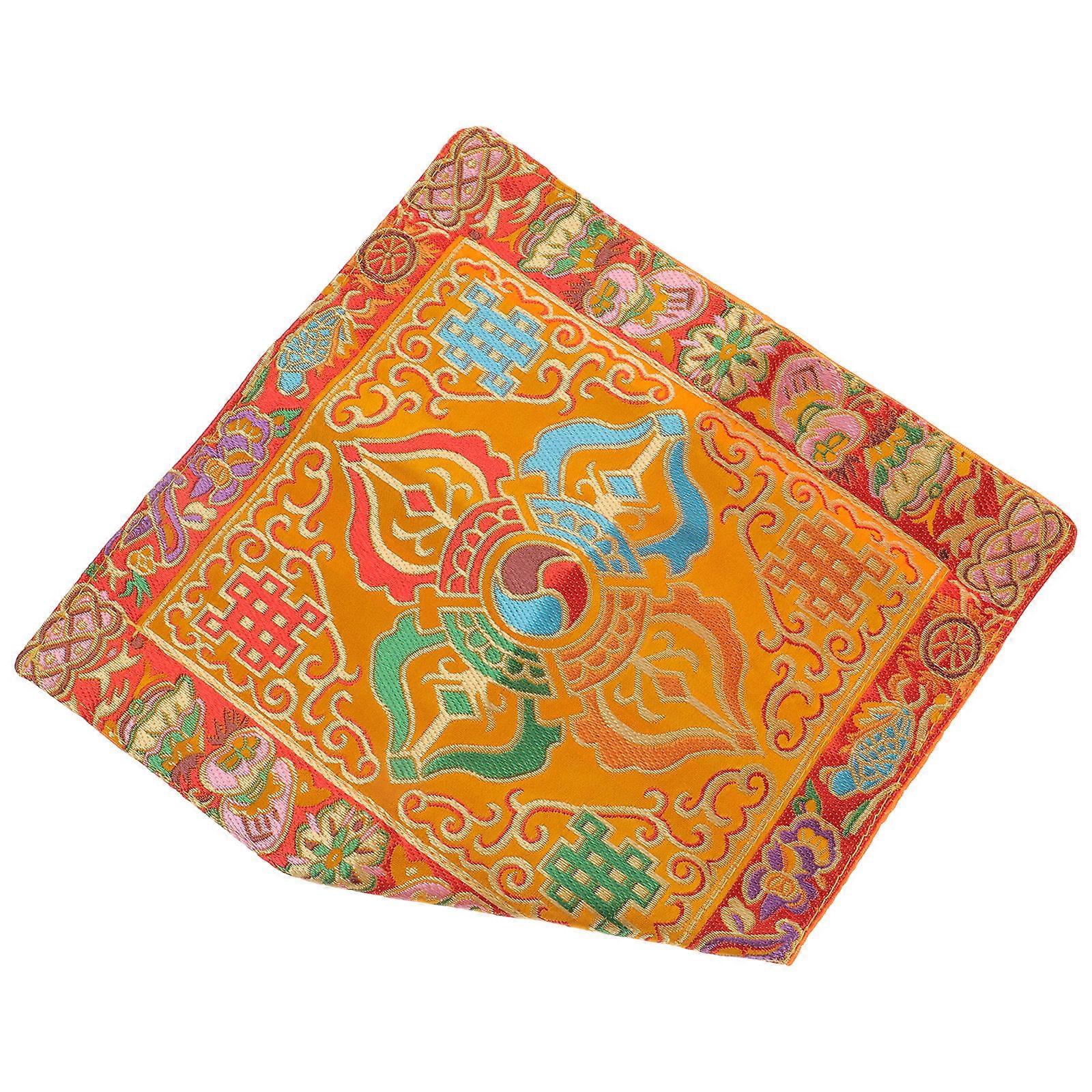 Embroidered Buddhist Zen Book Wrap Cloth, Durable Brocade Protective Cover for Scriptures, Buddha Figures, and Temple Offerings, Easy to Clean and