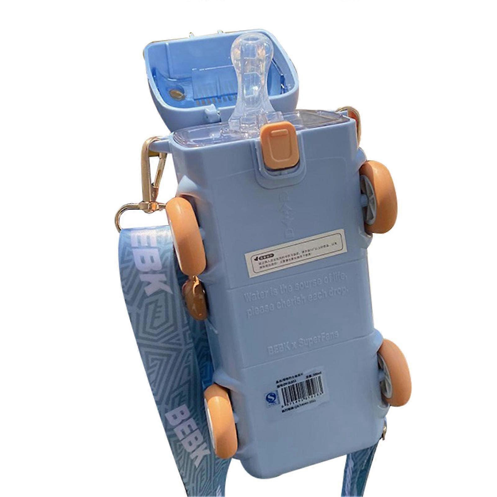 BusShaped Water Bottle with Straw, Foldable Lid and Handle Strap