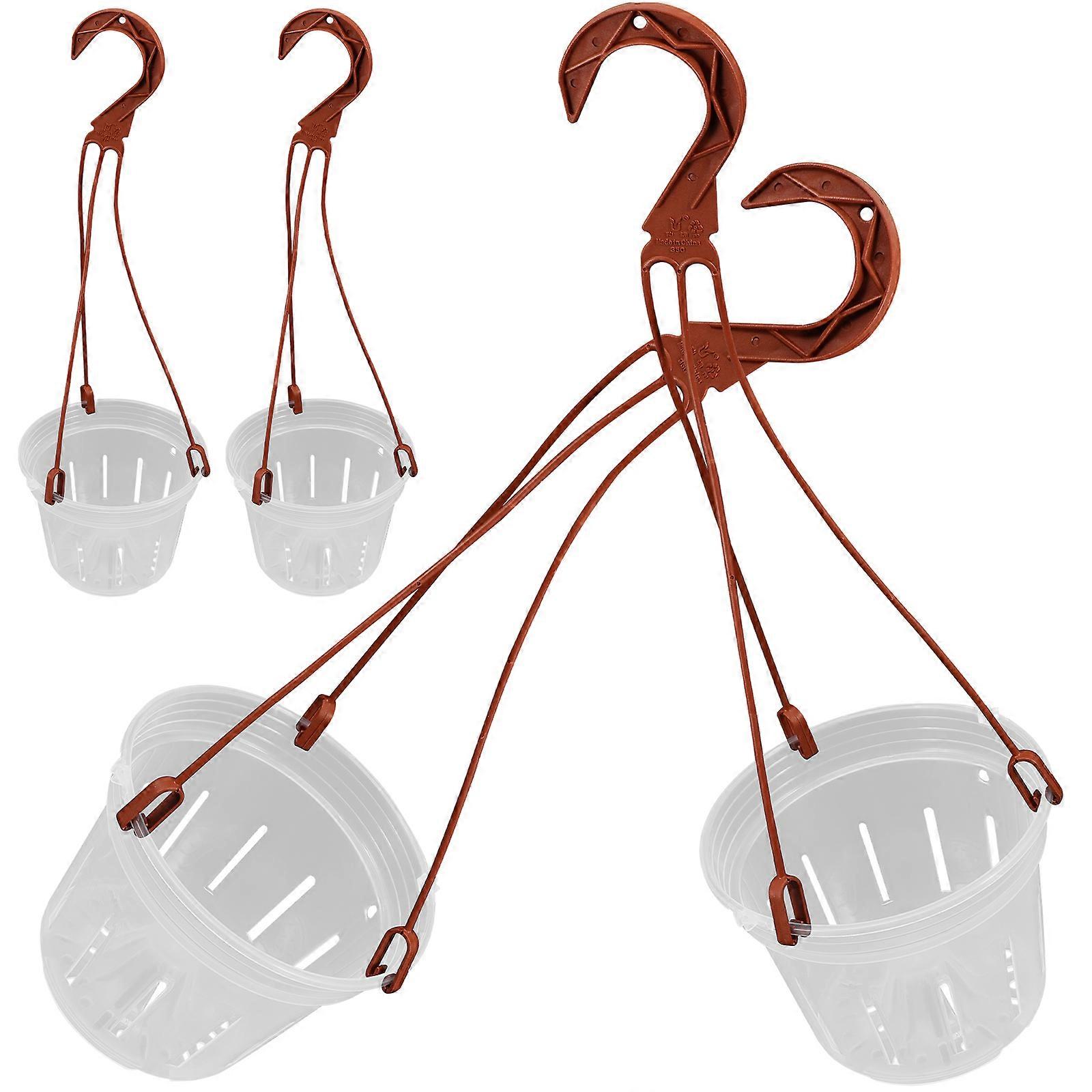 Suspended Hanging Flowerpot Plastic Planter for Storage 4Sets with Hooks